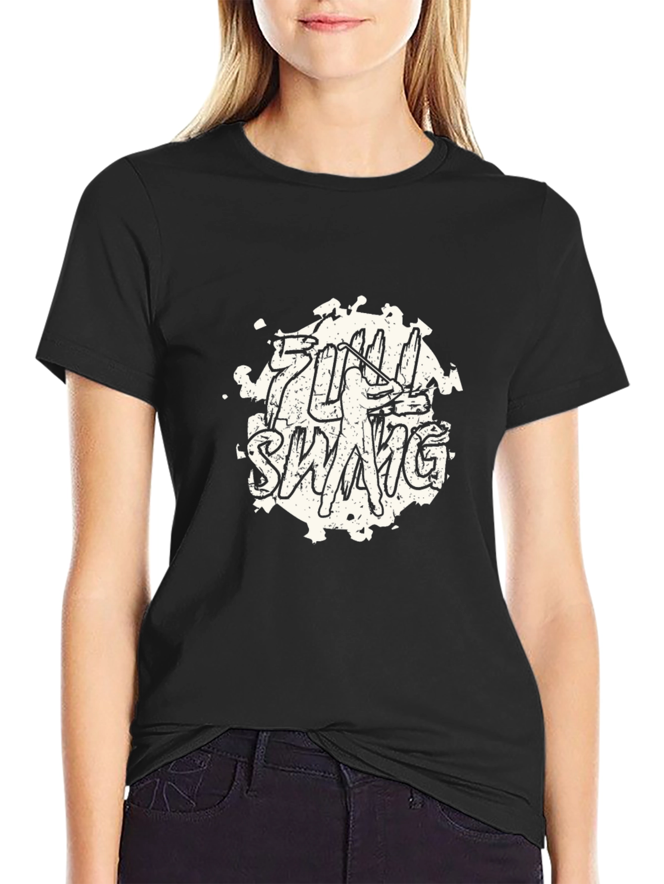 Full Swing Golf Graphic T-Shirt - Black Cotton Tee