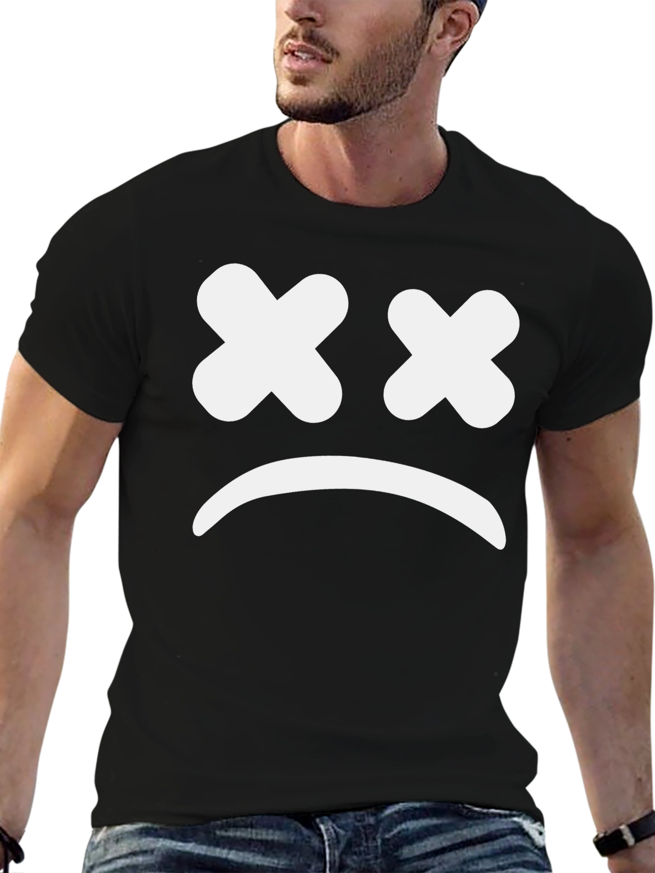 Sad Face Graphic Tee - Unisex Black T-Shirt