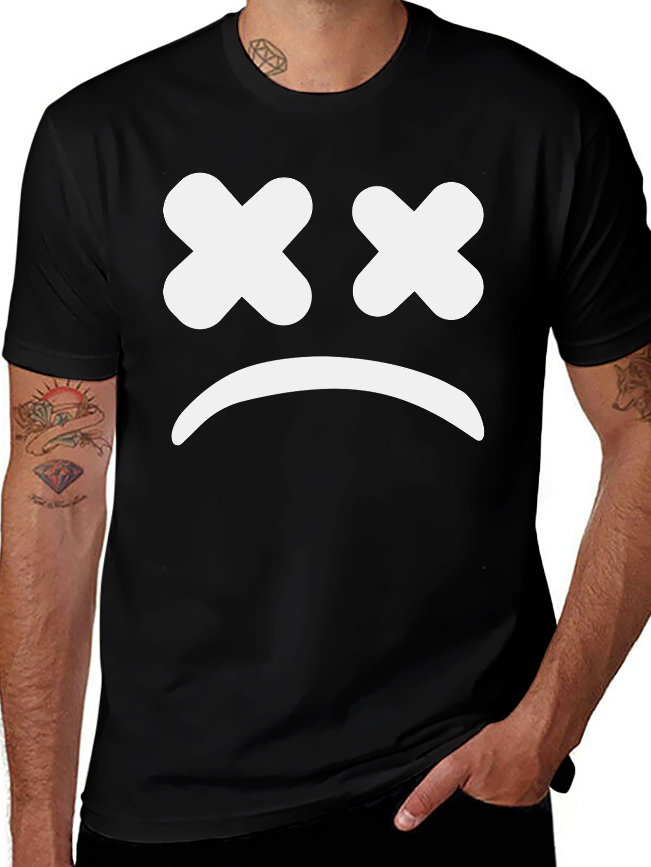 Sad Face Graphic Tee - Unisex Black T-Shirt