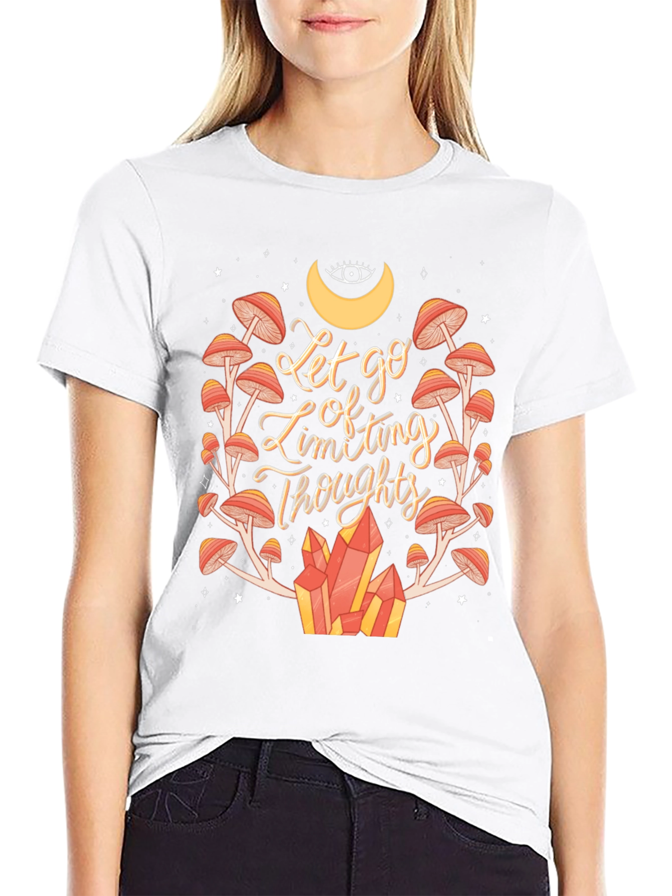 Let Go T-Shirt: Mushroom & Crystal Design