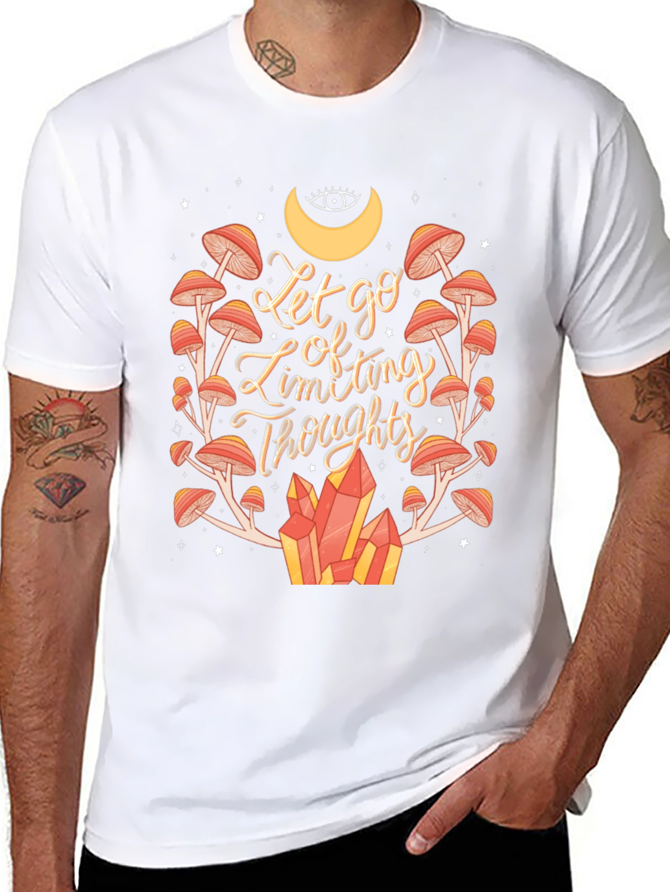Let Go T-Shirt: Mushroom & Crystal Design