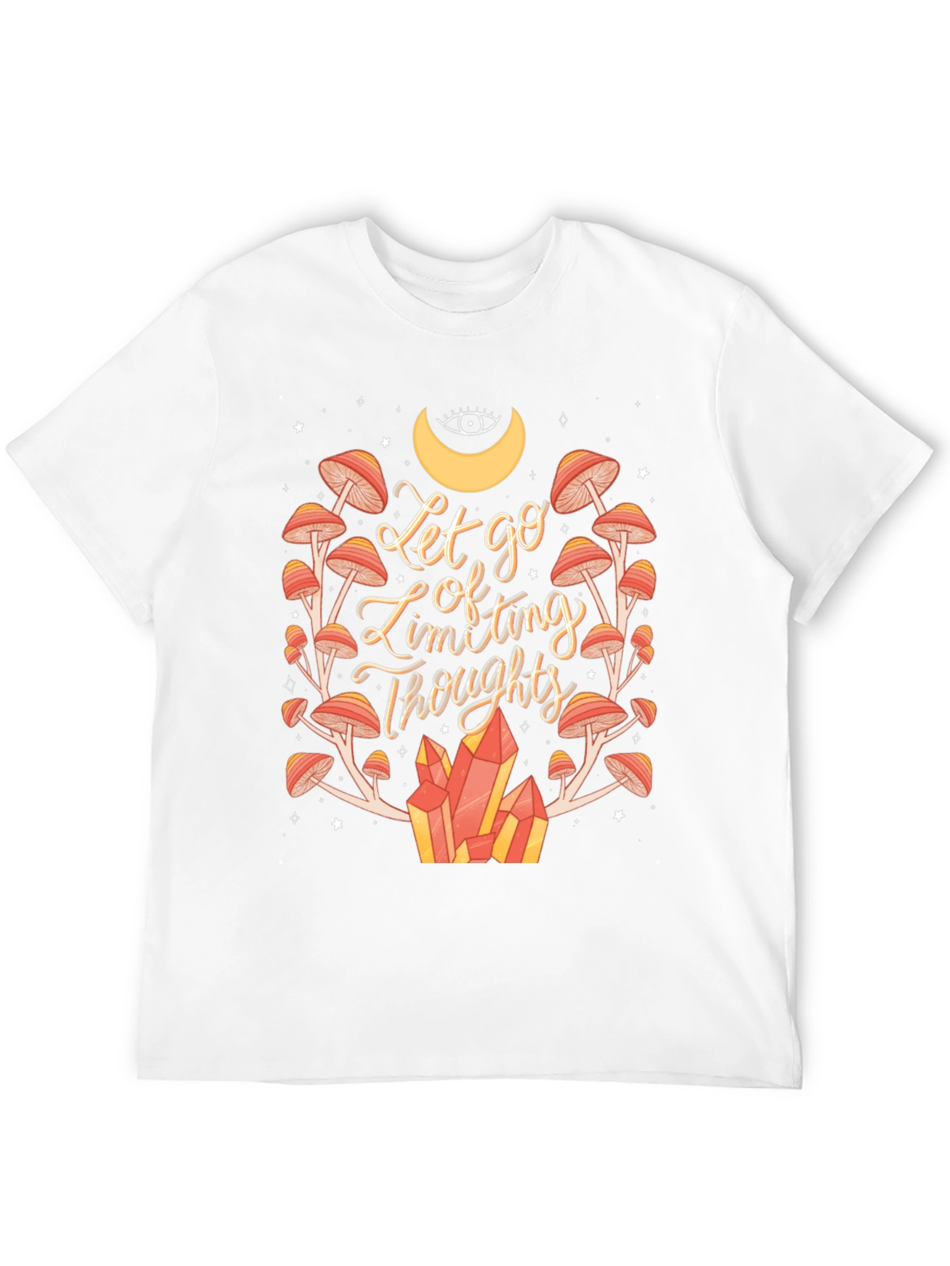 Let Go T-Shirt: Mushroom & Crystal Design