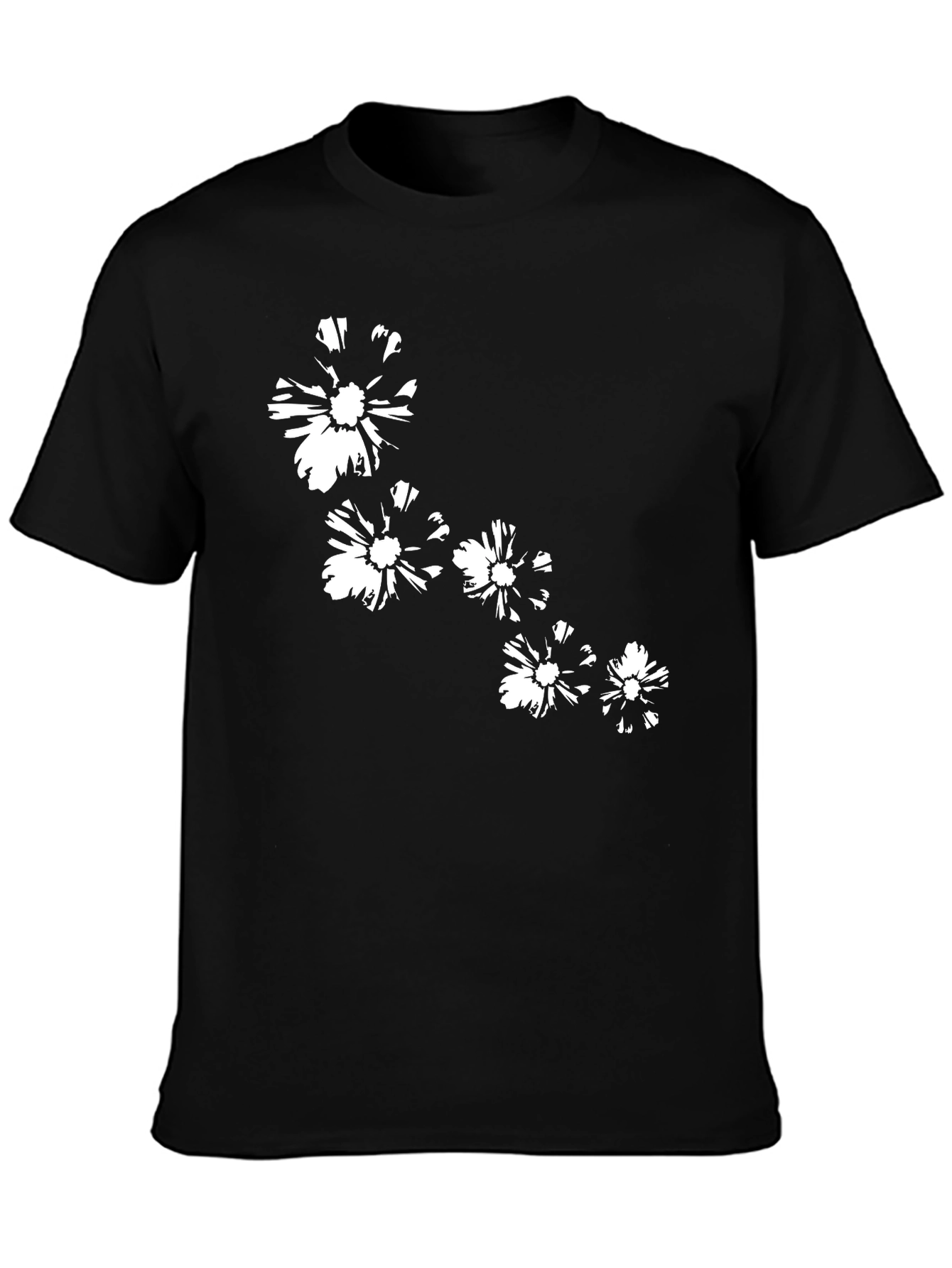 Black T-Shirt with Floral Design
