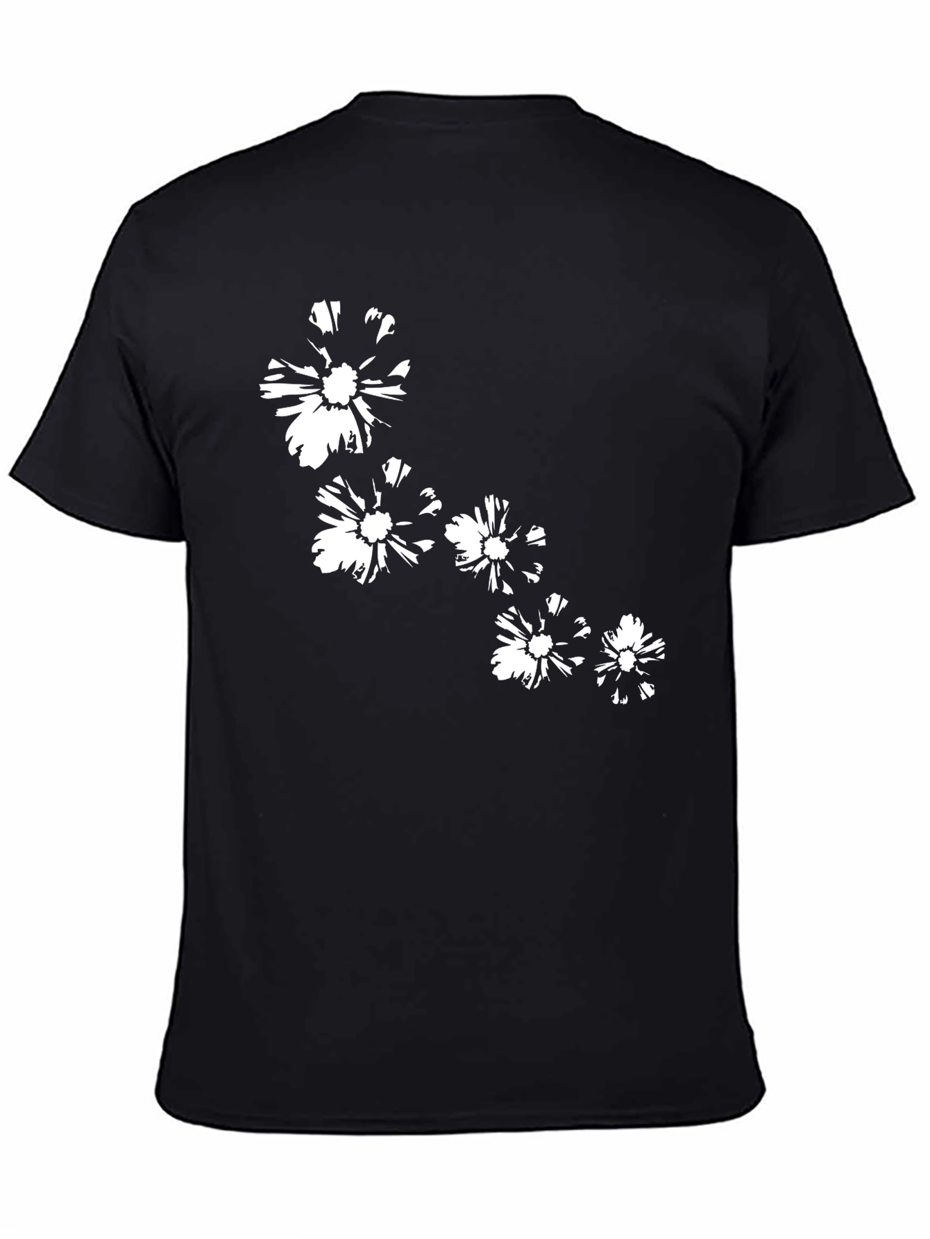Black T-Shirt with Floral Design