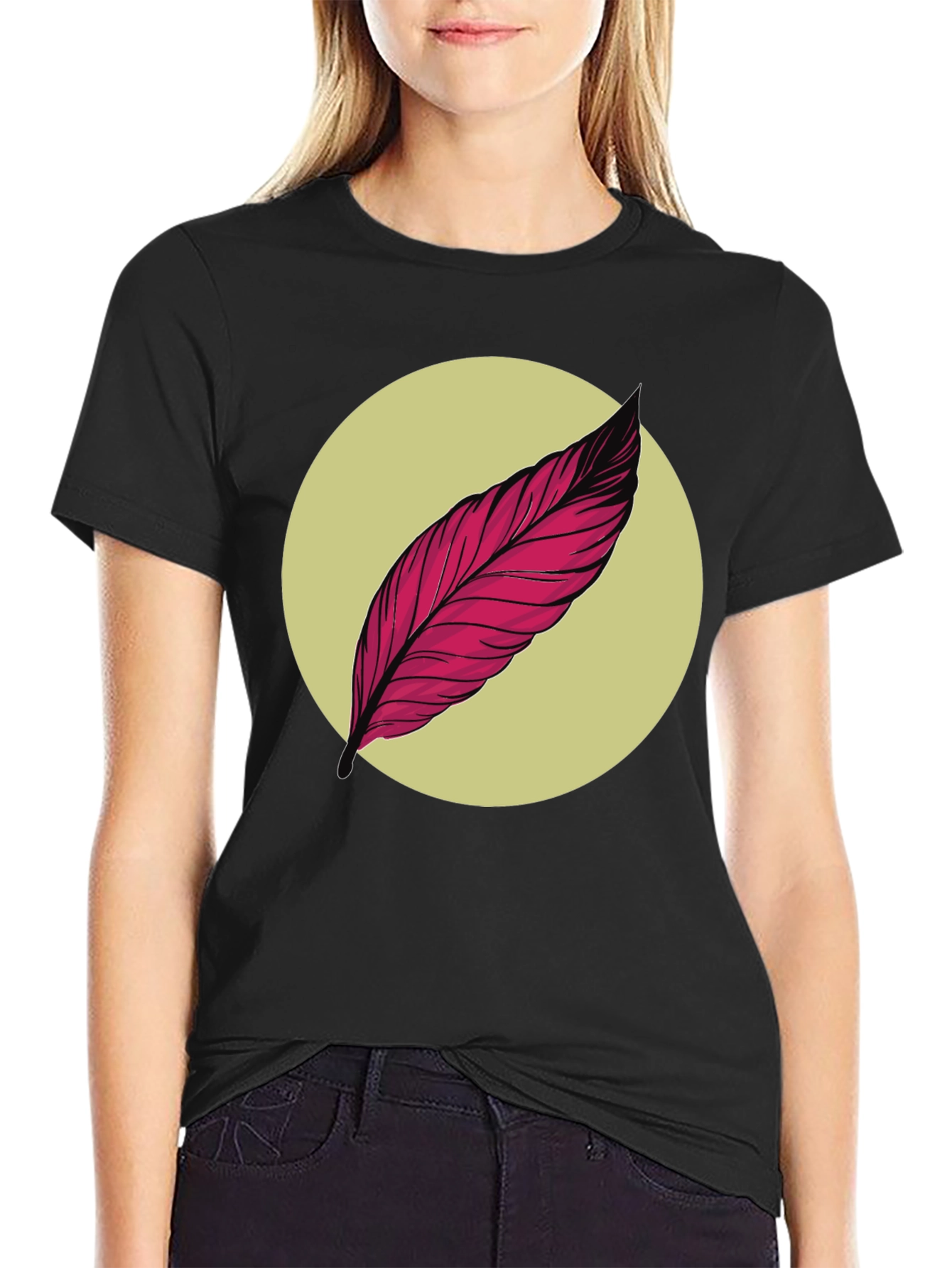 Feather Graphic Tee - Unique Artistic Design