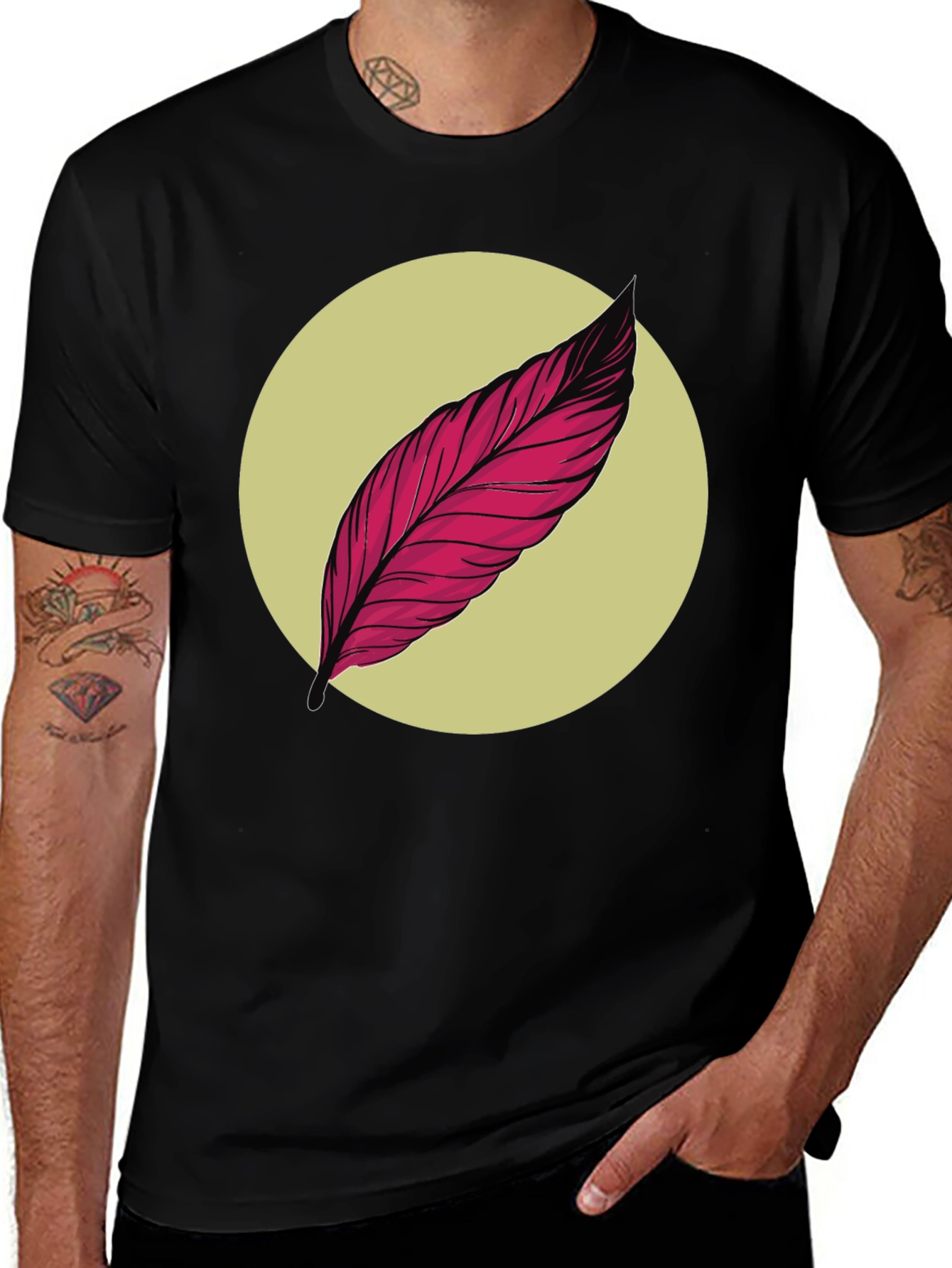 Feather Graphic Tee - Unique Artistic Design