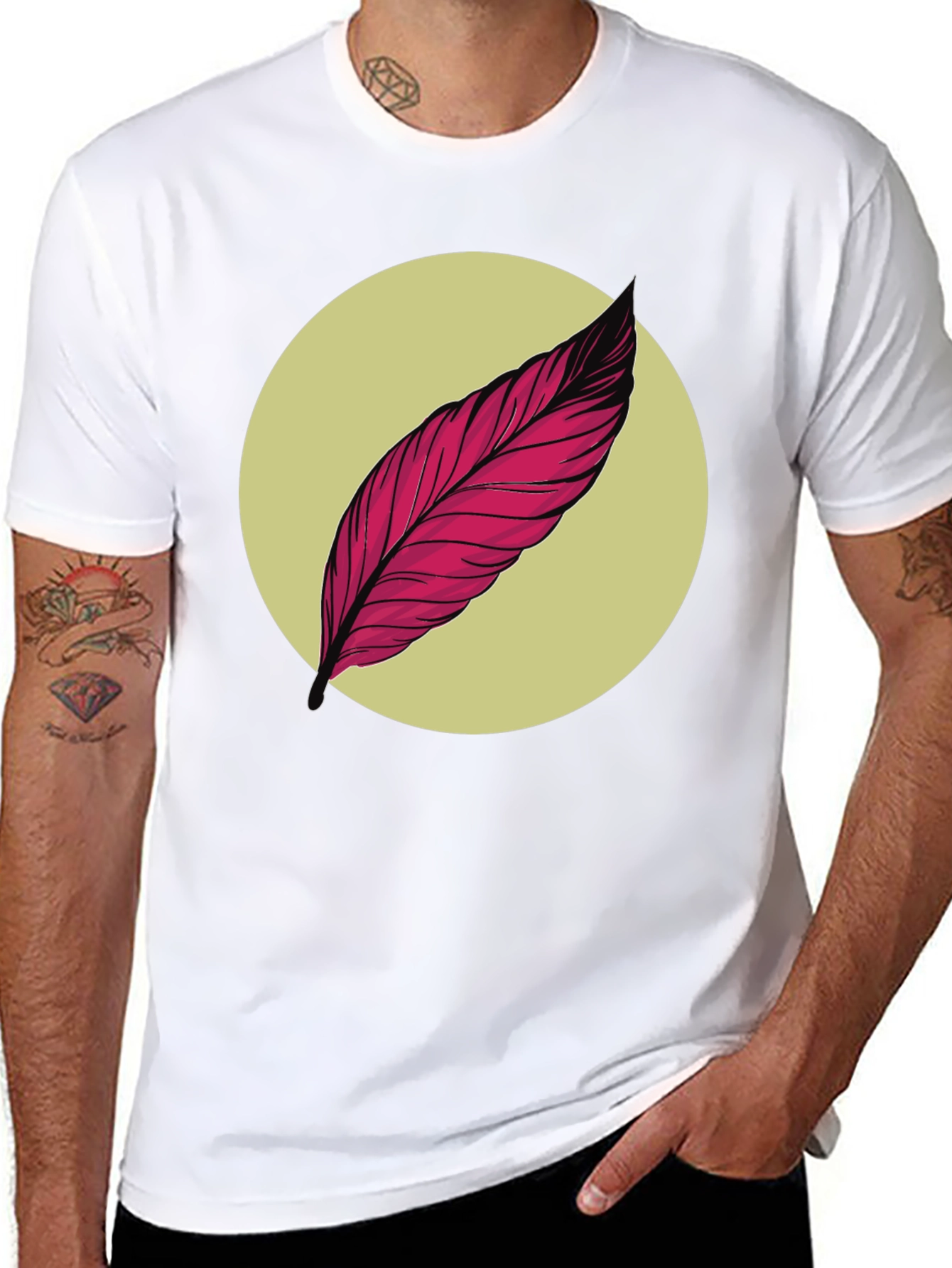 Feather Graphic Tee - Unique Artistic Design