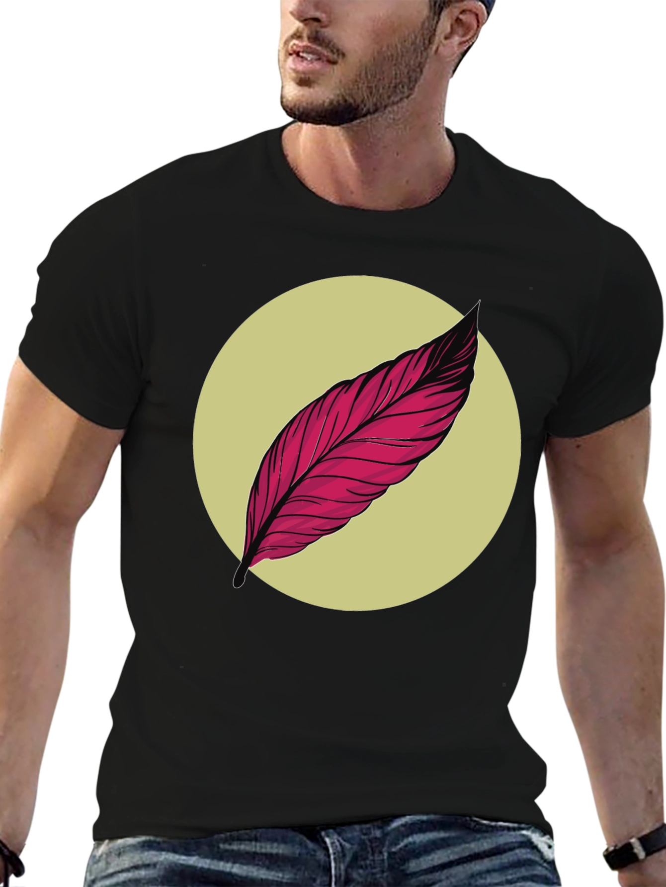 Feather Graphic Tee - Unique Artistic Design