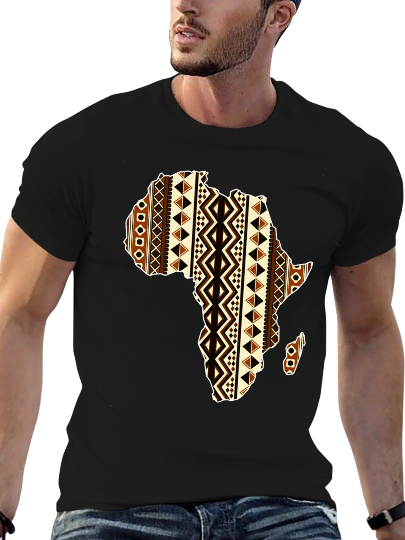 Africa Map Print T-Shirt - Black Unique Design