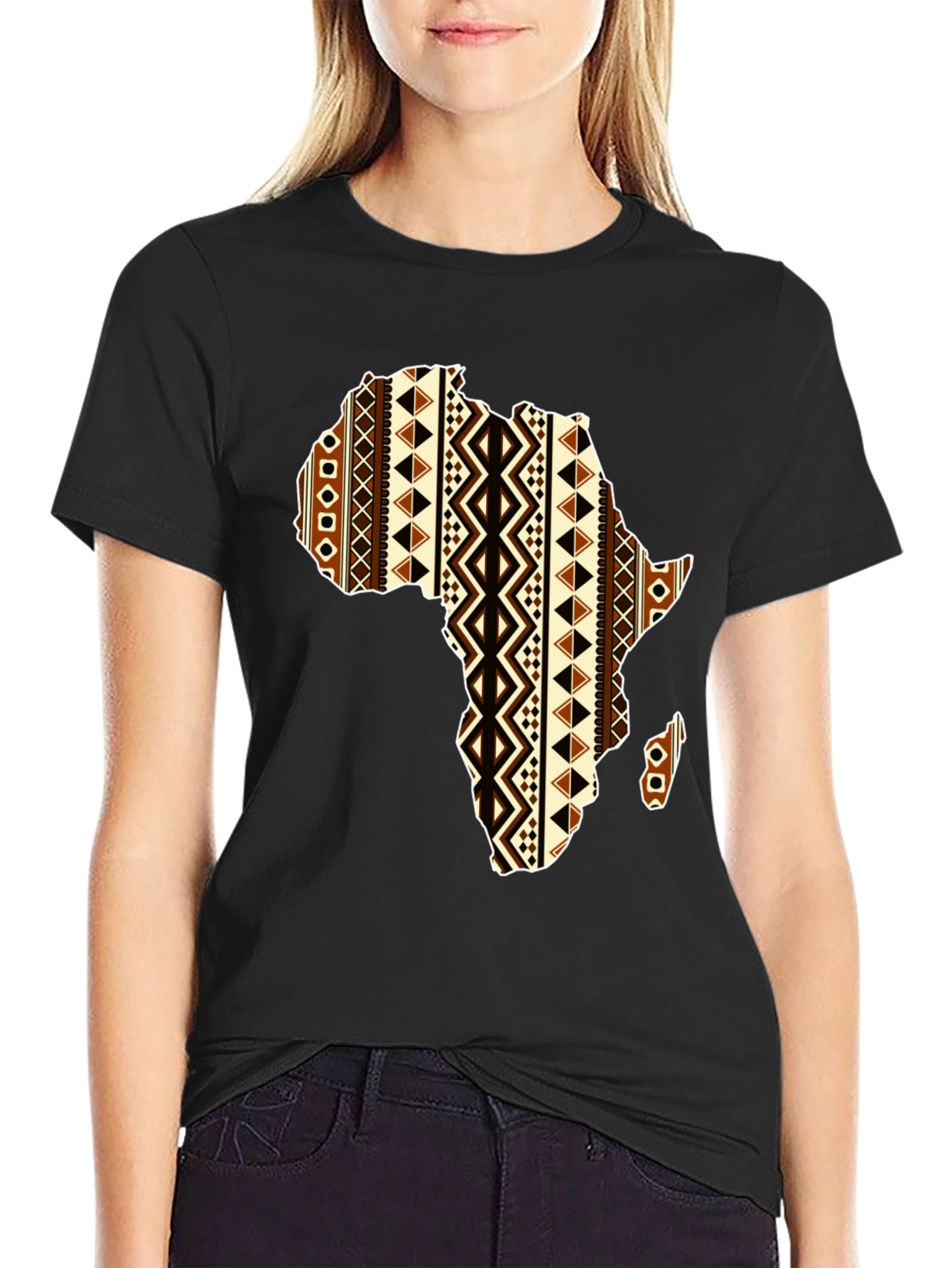Africa Map Print T-Shirt - Black Unique Design