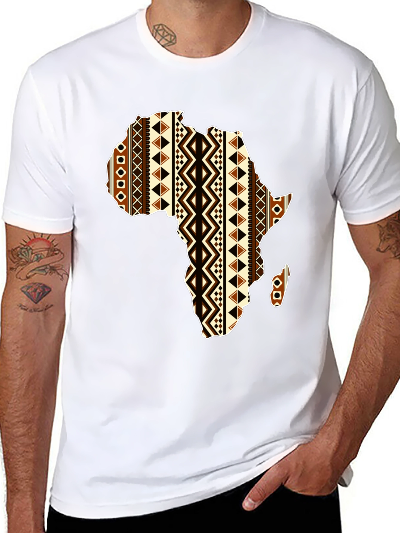 Africa Map Print T-Shirt - Black Unique Design