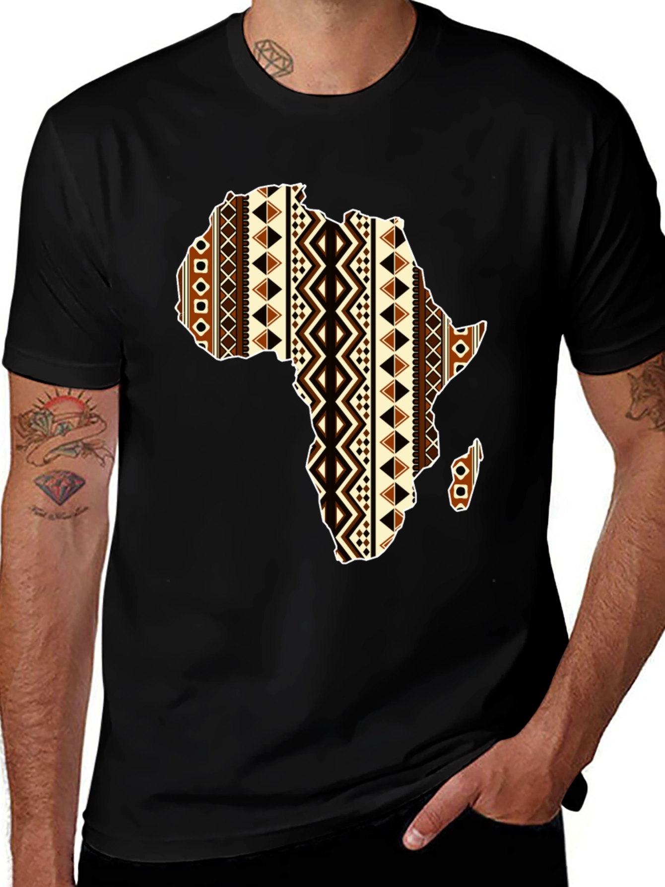 Africa Map Print T-Shirt - Black Unique Design