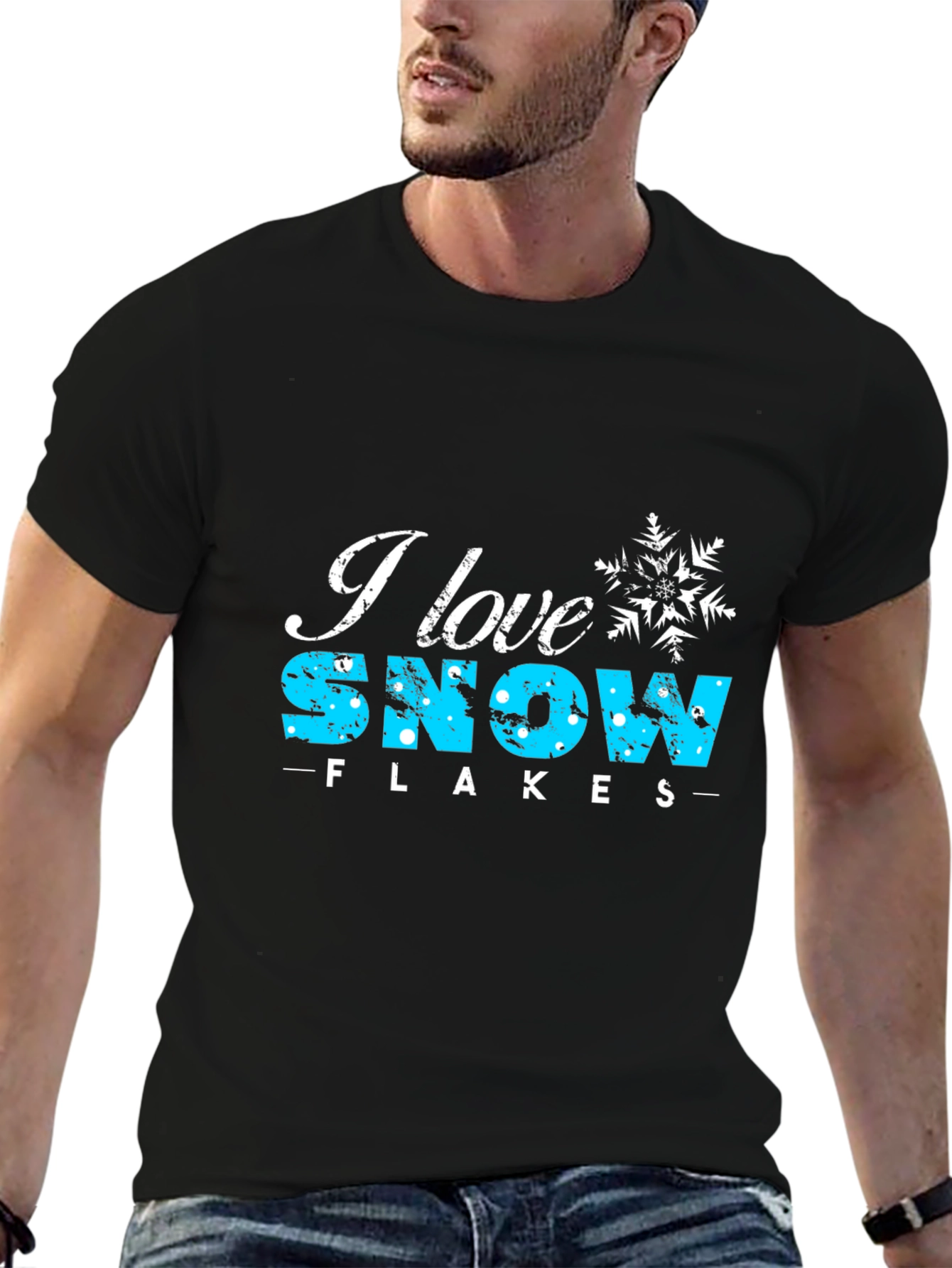 I Love Snowflakes Black Graphic Tee