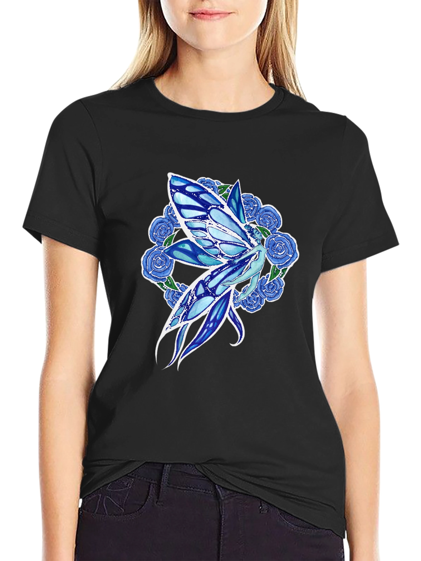 Fairy & Roses Graphic Tee - Black
