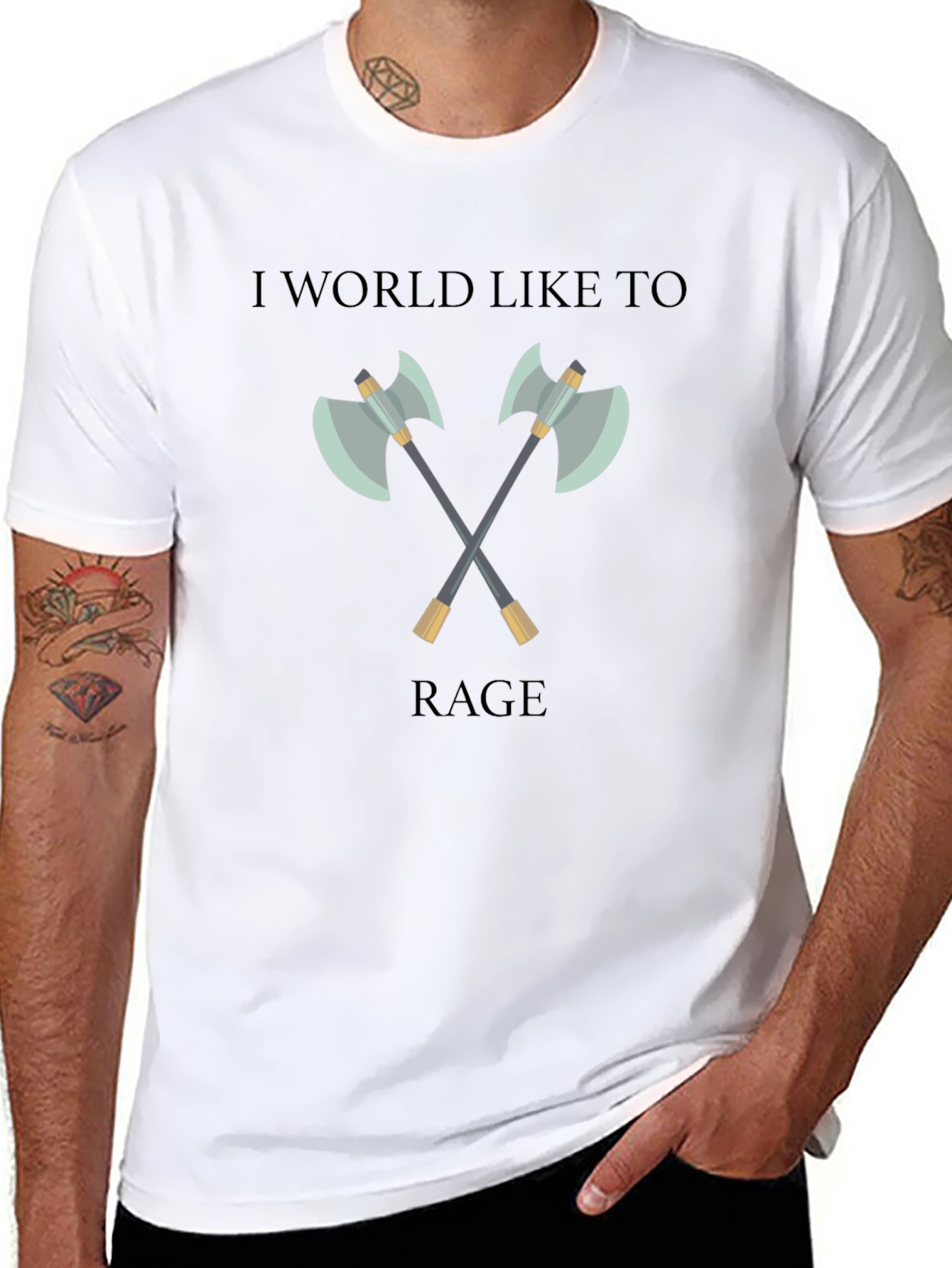 I World Like to Rage Axe Graphic T-Shirt
