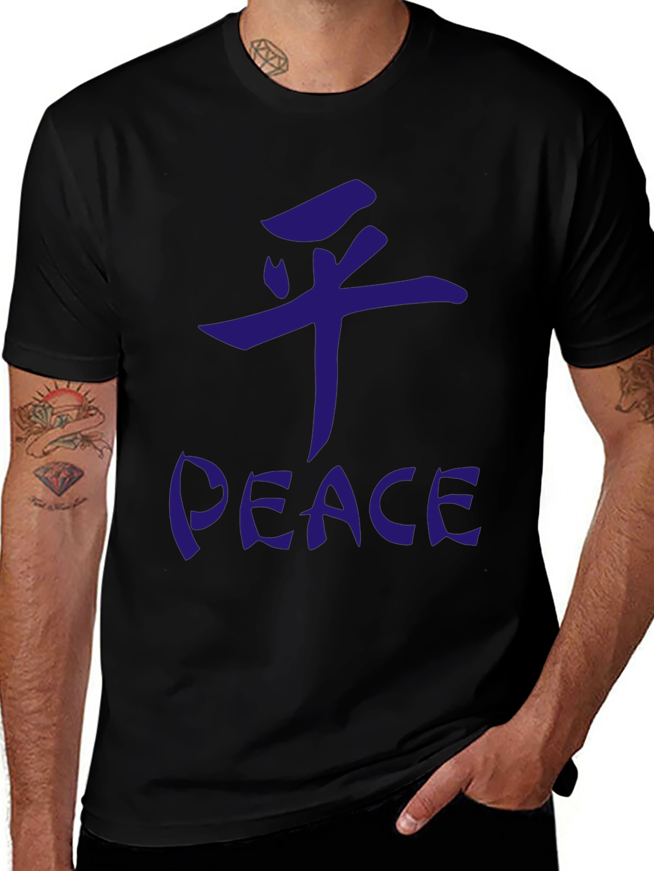 Peace Graphic Tee - Casual Black T-Shirt