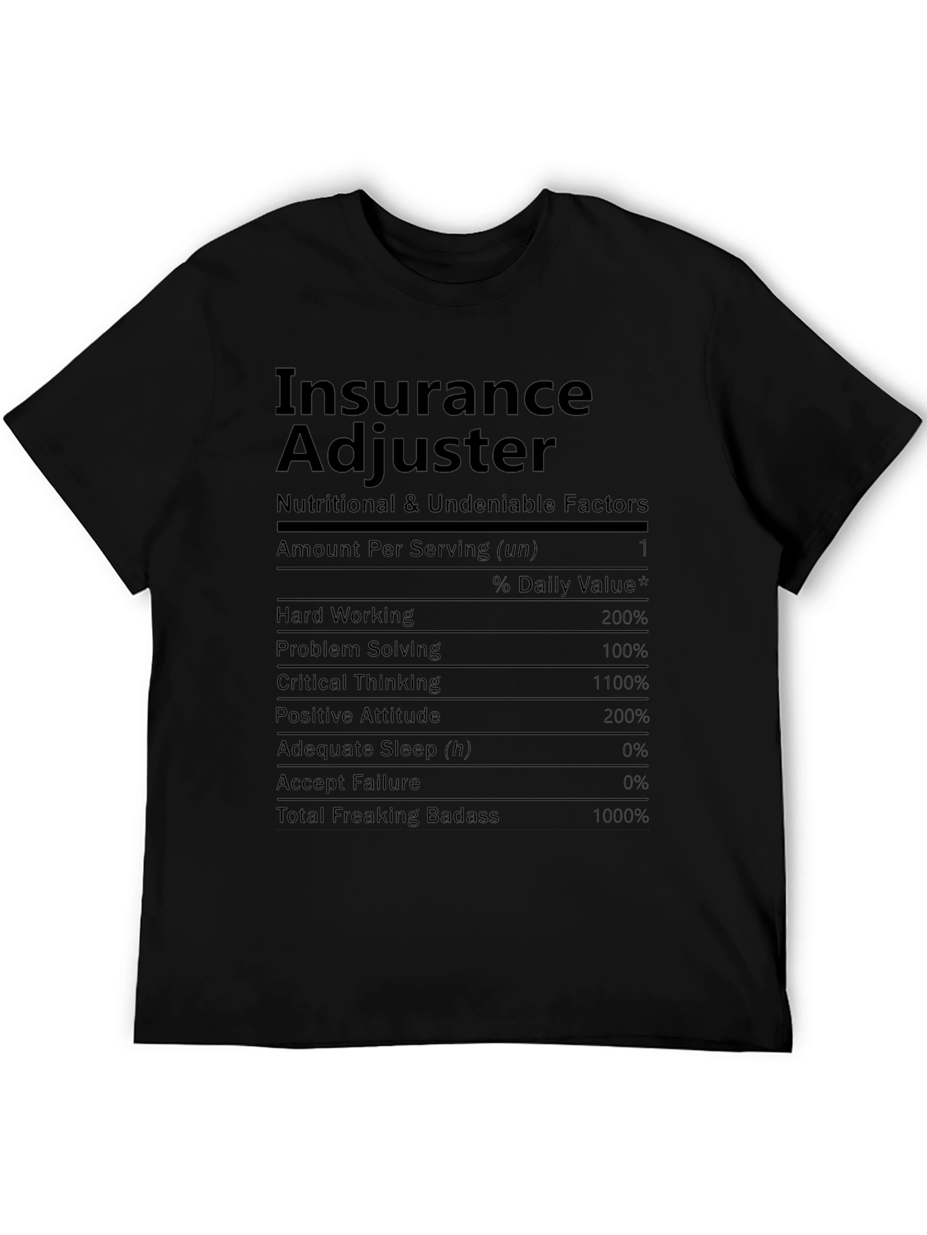 Insurance Adjuster Nutrition Facts T-Shirt