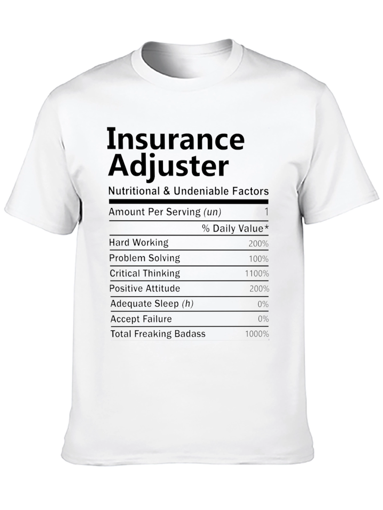 Insurance Adjuster Nutrition Facts T-Shirt
