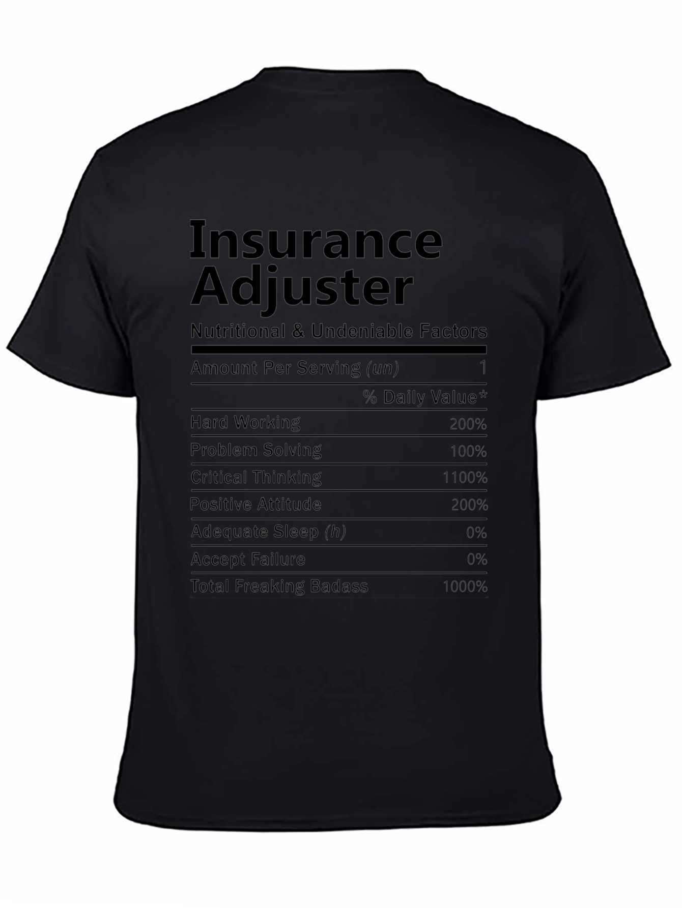 Insurance Adjuster Nutrition Facts T-Shirt
