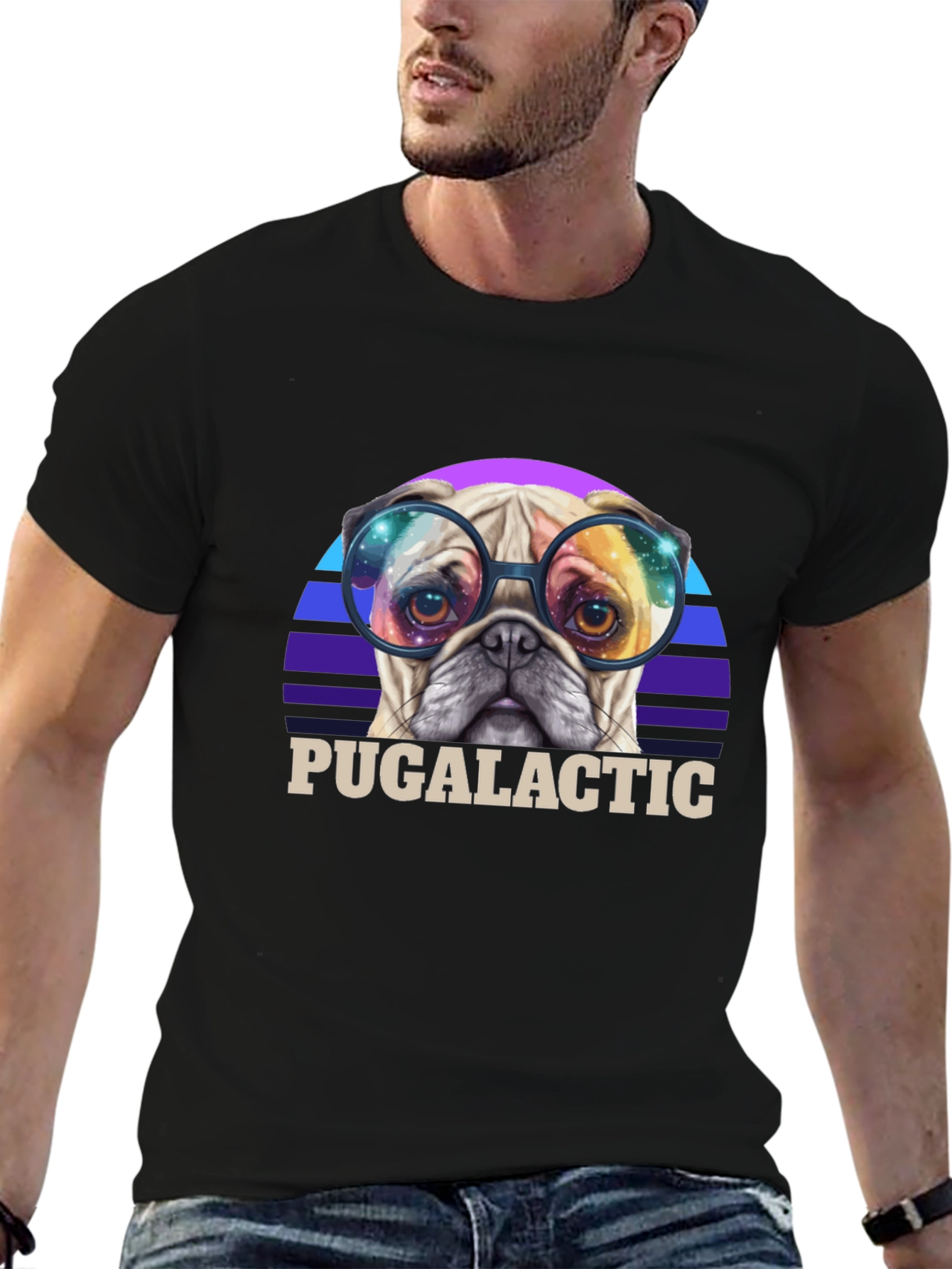 Puggalactic T-Shirt: Galactic Pug in Glasses