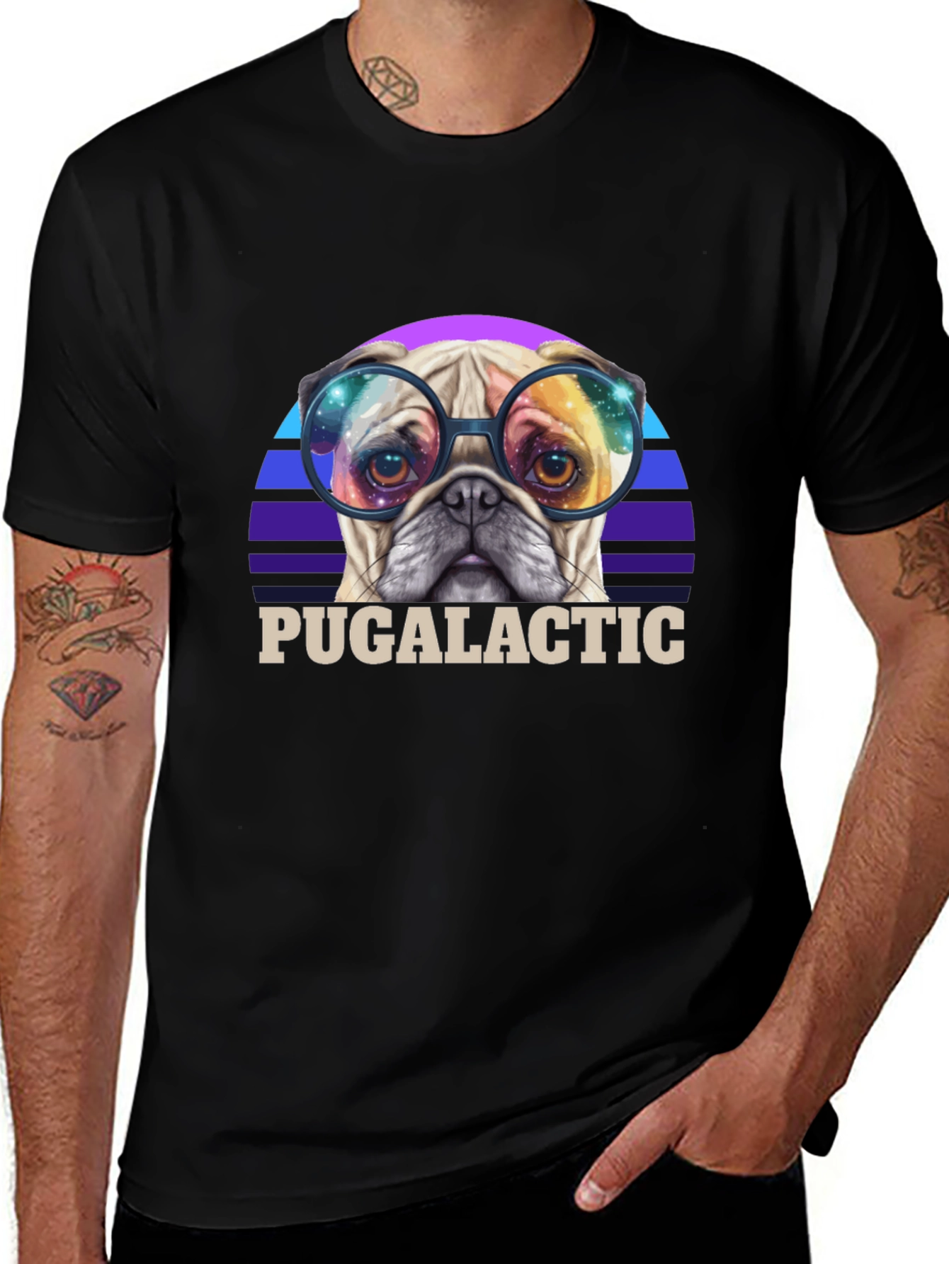 Puggalactic T-Shirt: Galactic Pug in Glasses