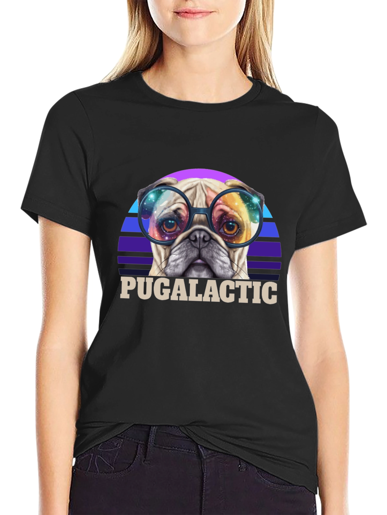 Puggalactic T-Shirt: Galactic Pug in Glasses