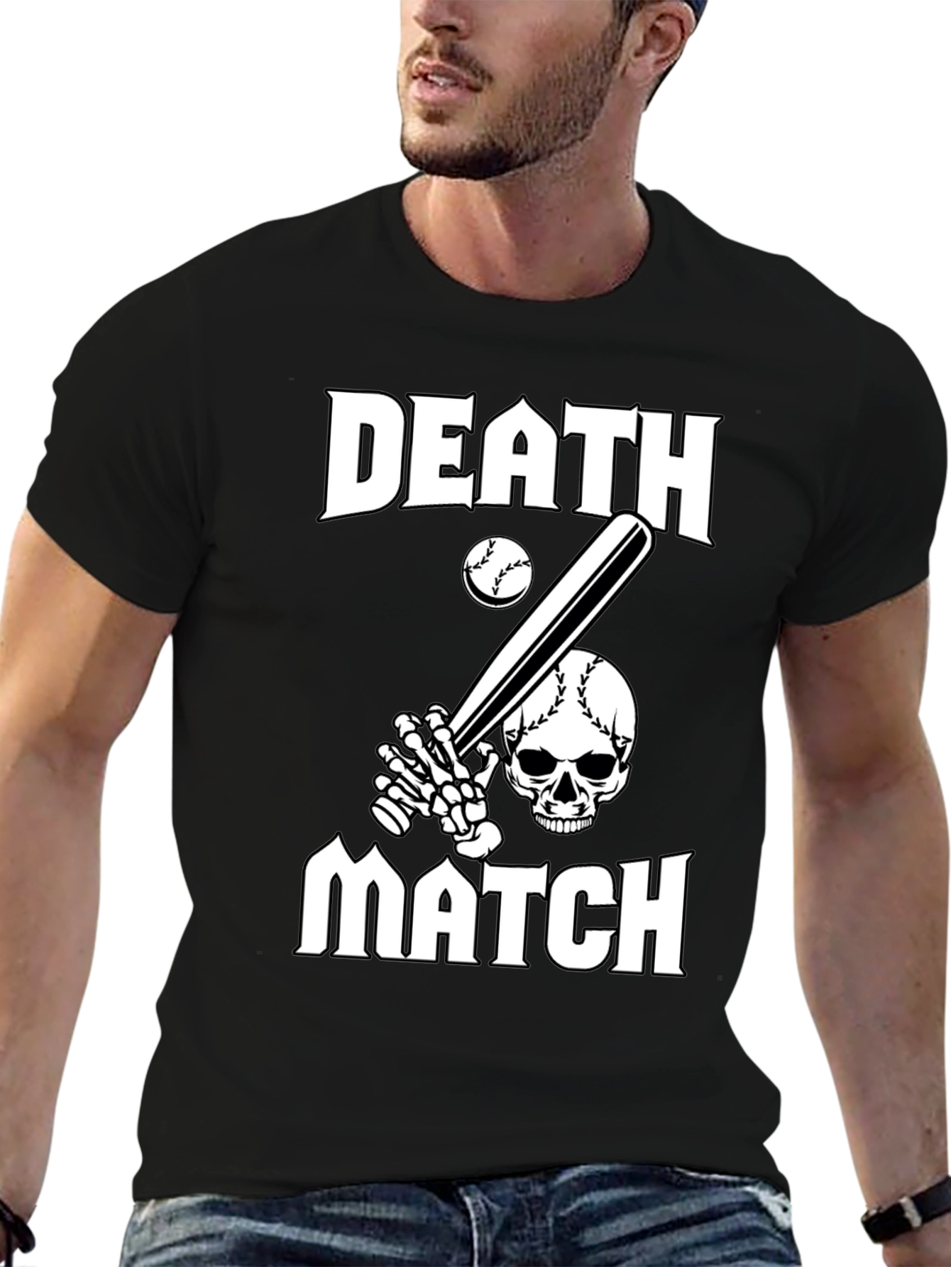 Death Match Graphic T-Shirt - Baseball Skull Tee