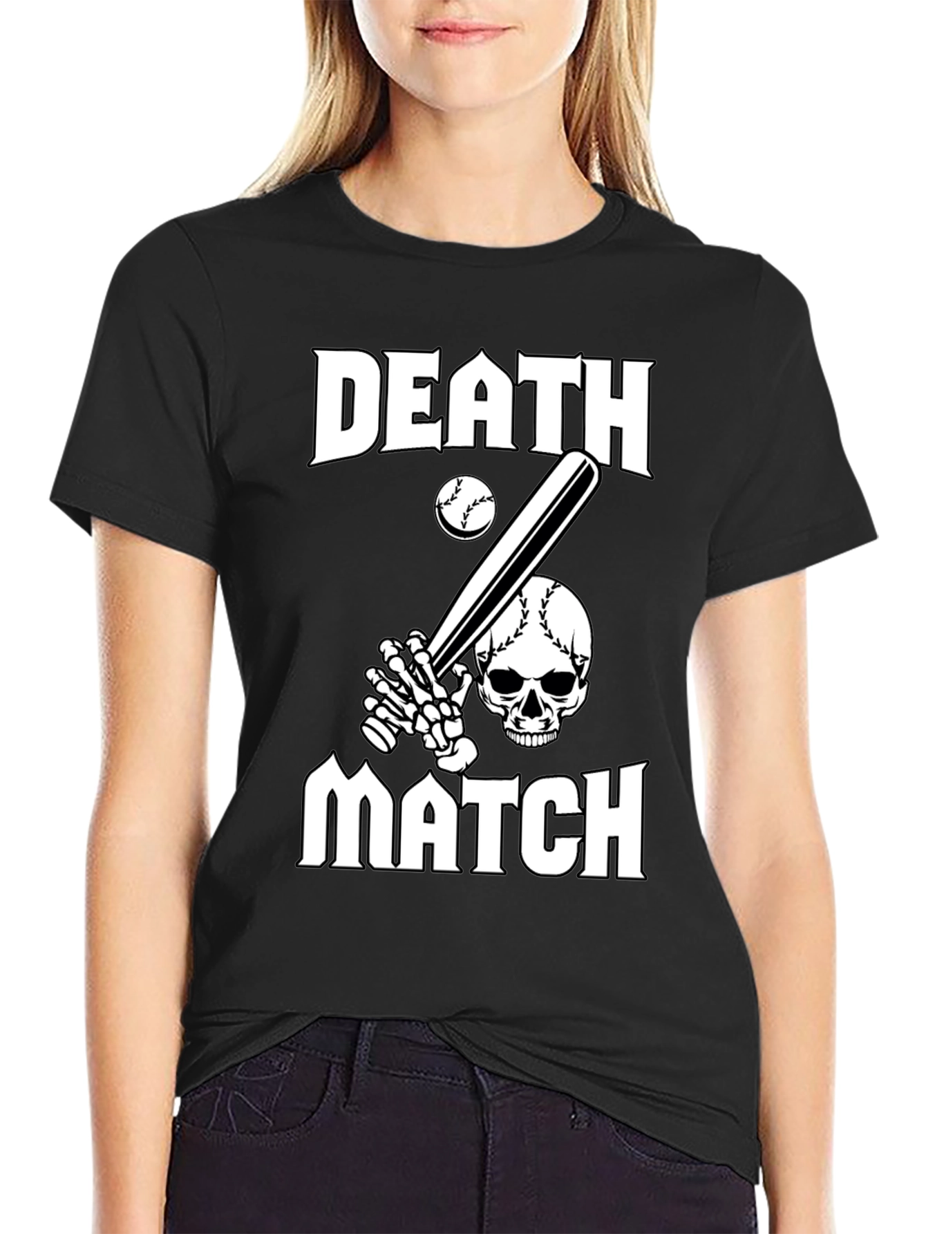 Death Match Graphic T-Shirt - Baseball Skull Tee