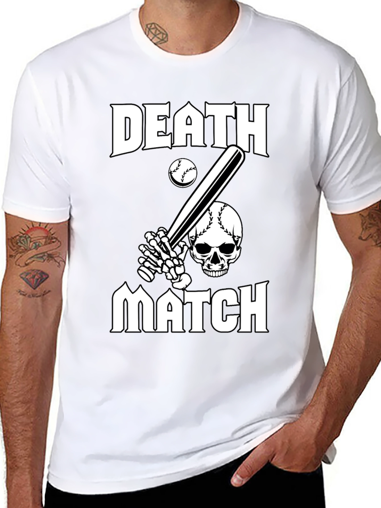 Death Match Graphic T-Shirt - Baseball Skull Tee
