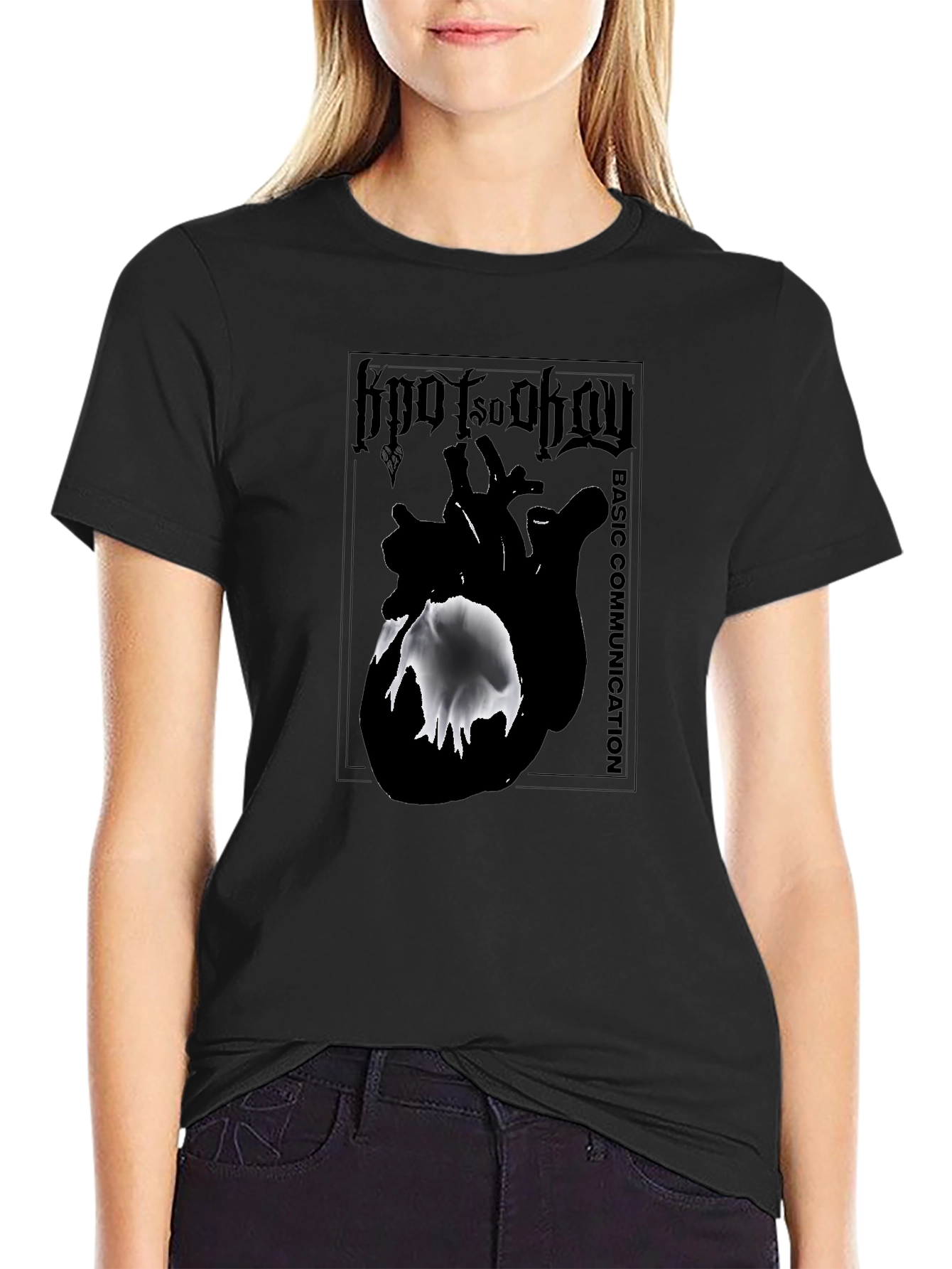 Basic Communication Heart Graphic T-Shirt