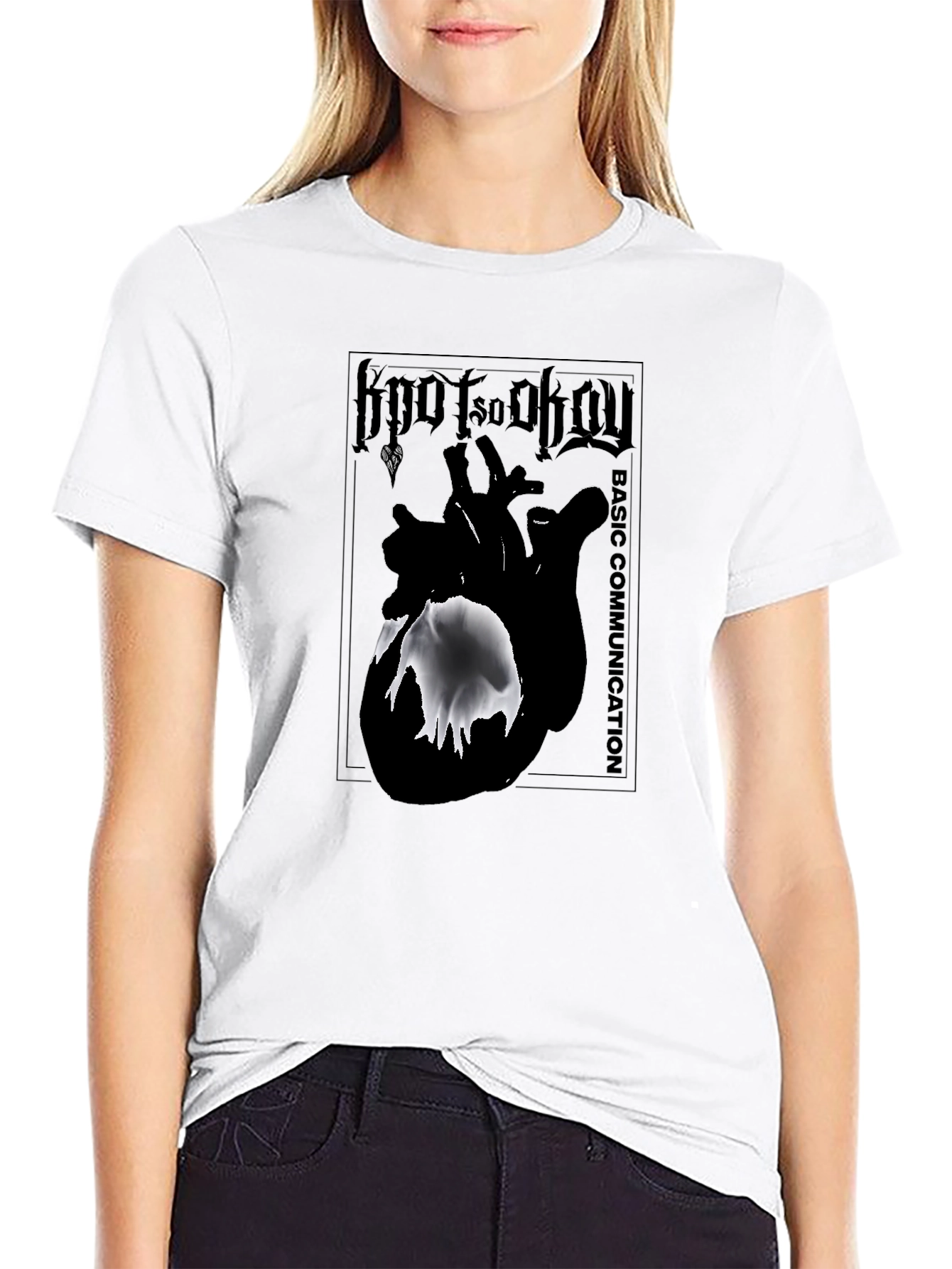 Basic Communication Heart Graphic T-Shirt