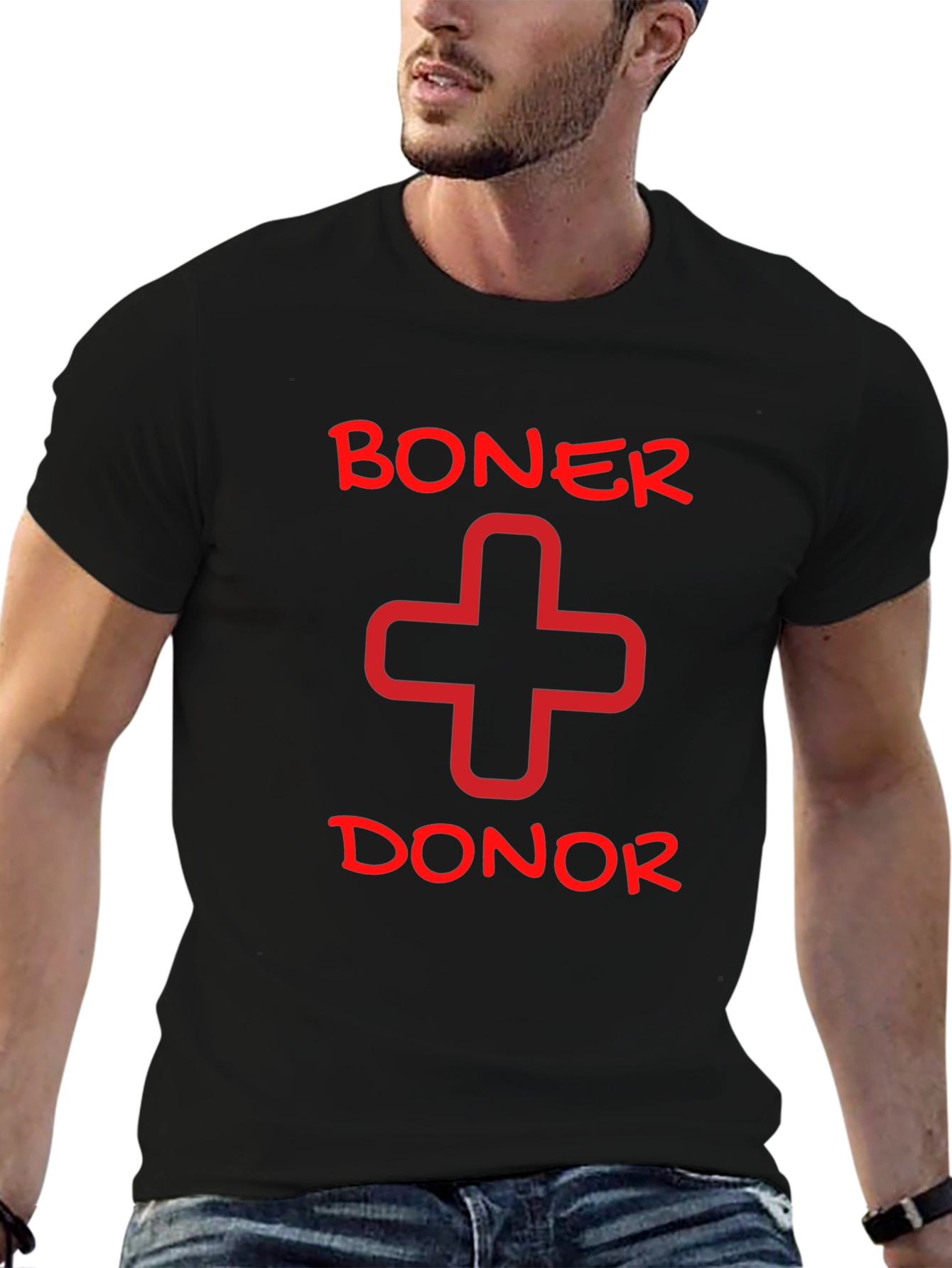 Funny Boner Donor Graphic T-Shirt - Black