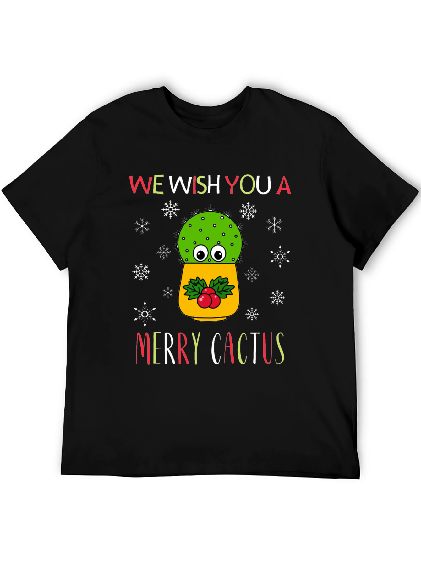 Merry Cactus Christmas Graphic T-Shirt