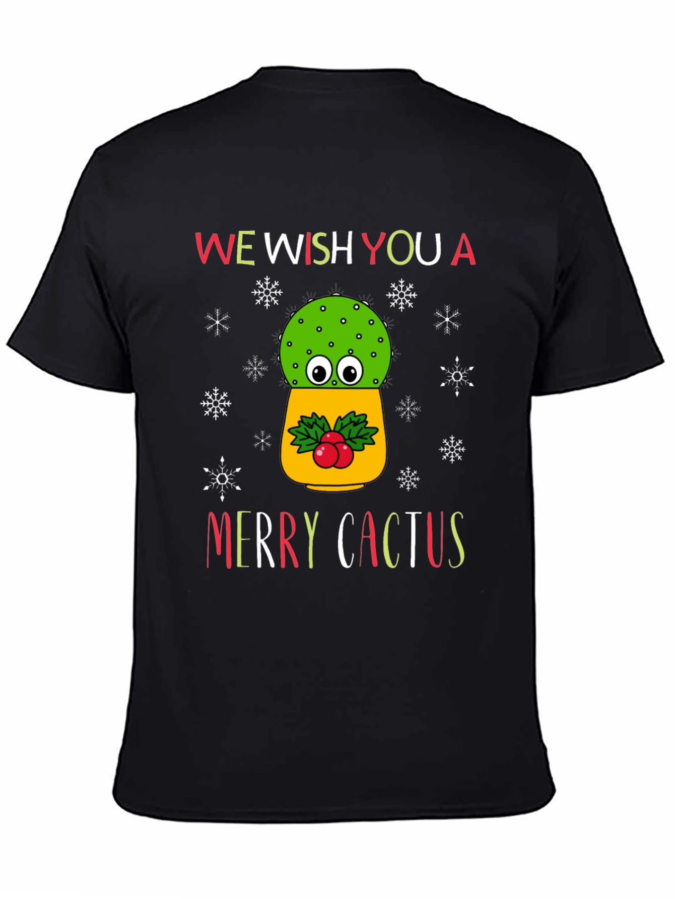 Merry Cactus Christmas Graphic T-Shirt