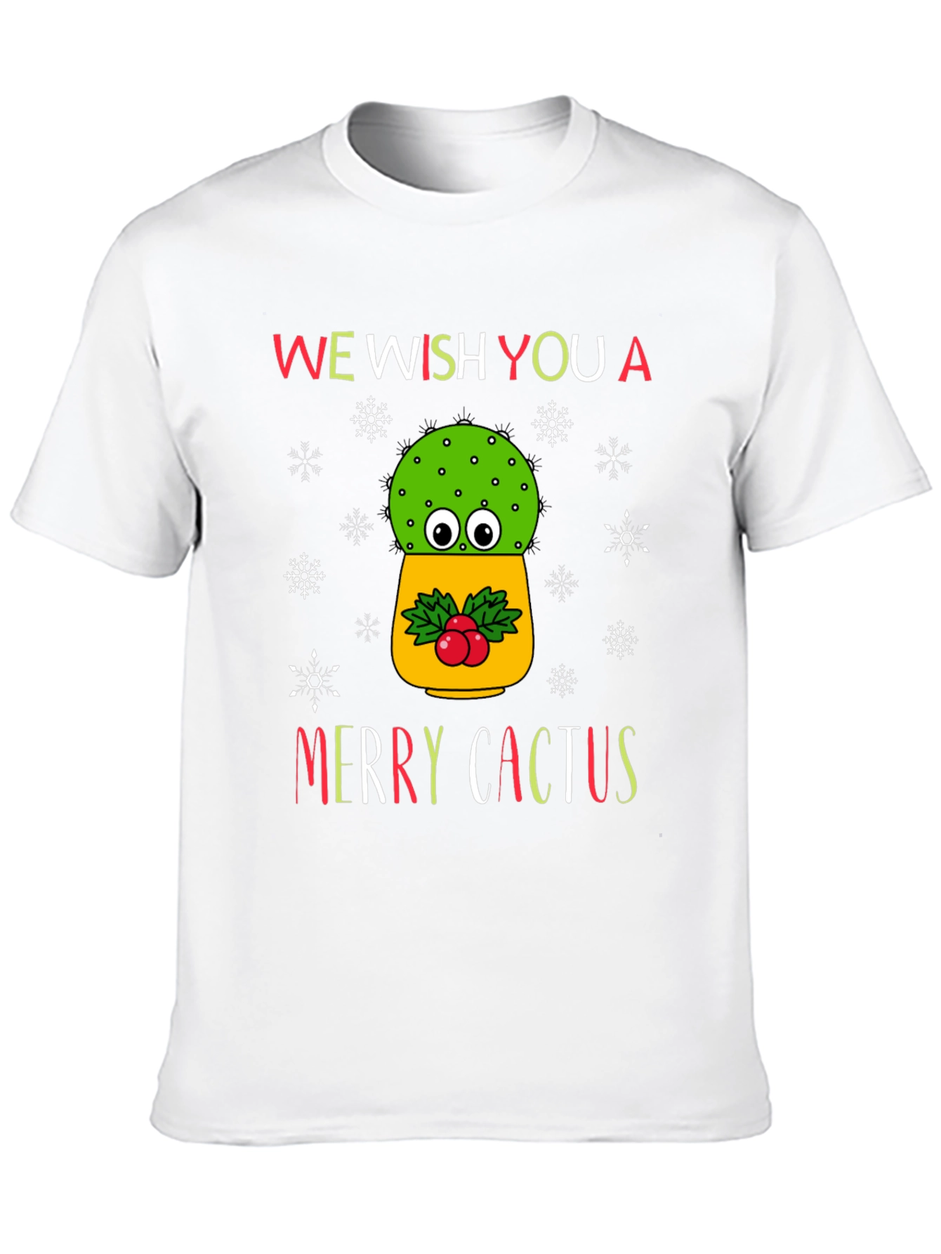 Merry Cactus Christmas Graphic T-Shirt