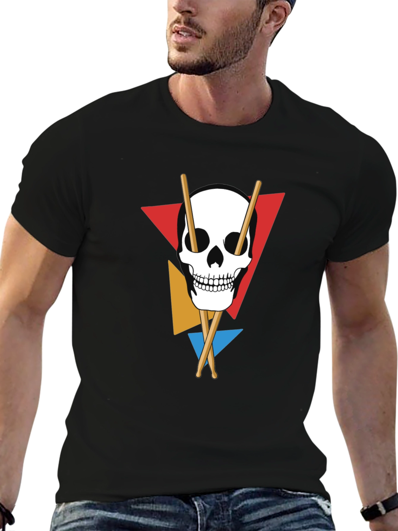 Skull Drumsticks T-Shirt - Music Lover Tee