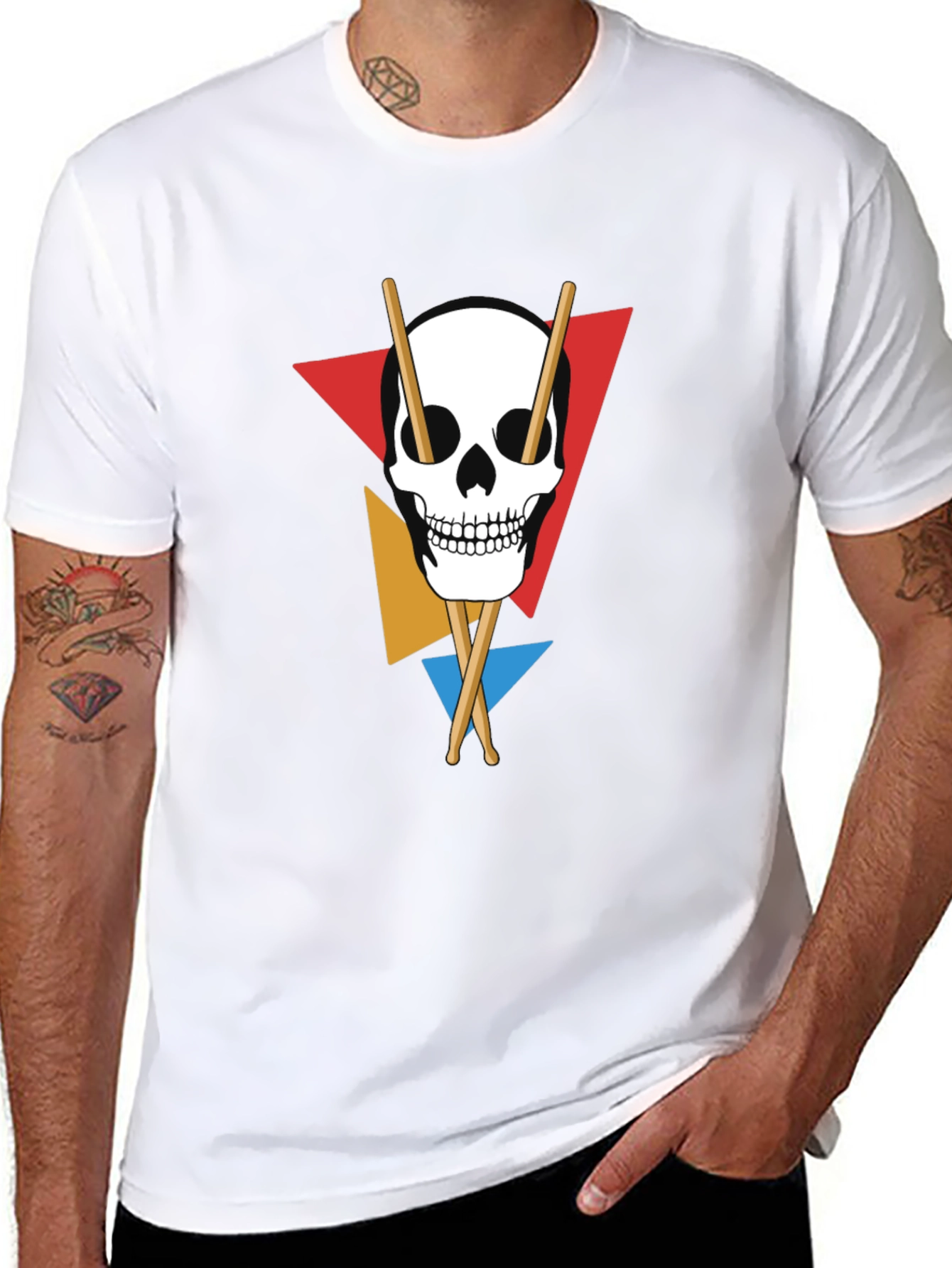 Skull Drumsticks T-Shirt - Music Lover Tee