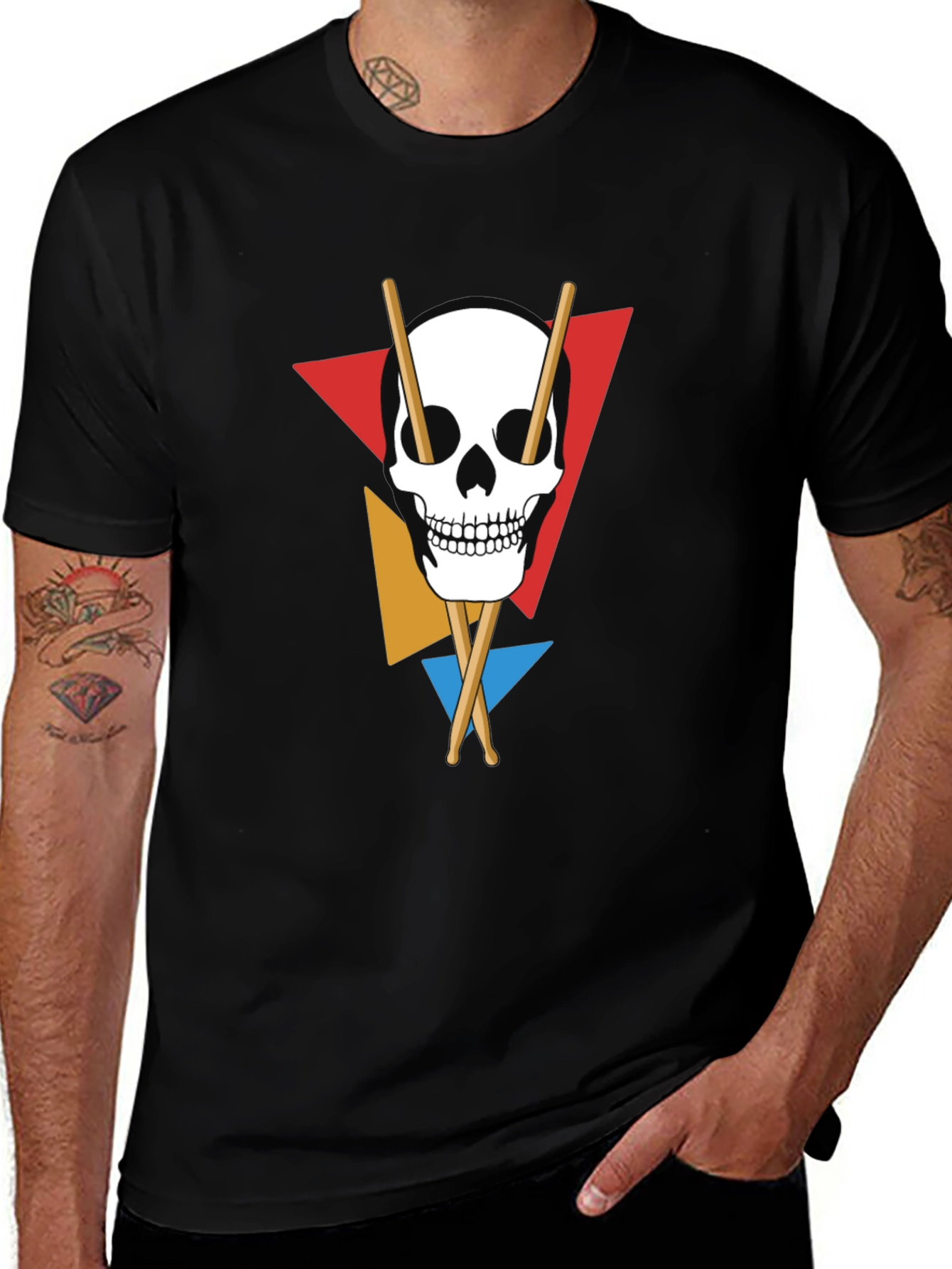 Skull Drumsticks T-Shirt - Music Lover Tee