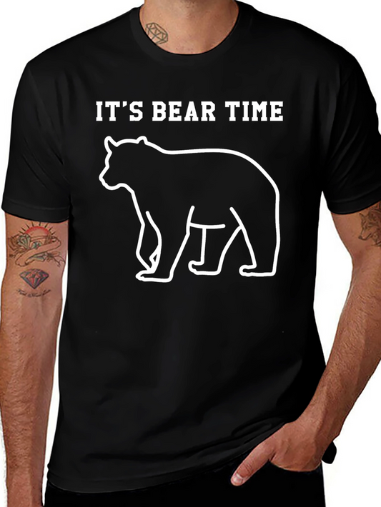 Its Bear Time T-Shirt - Black Tee with Bear Graphic
