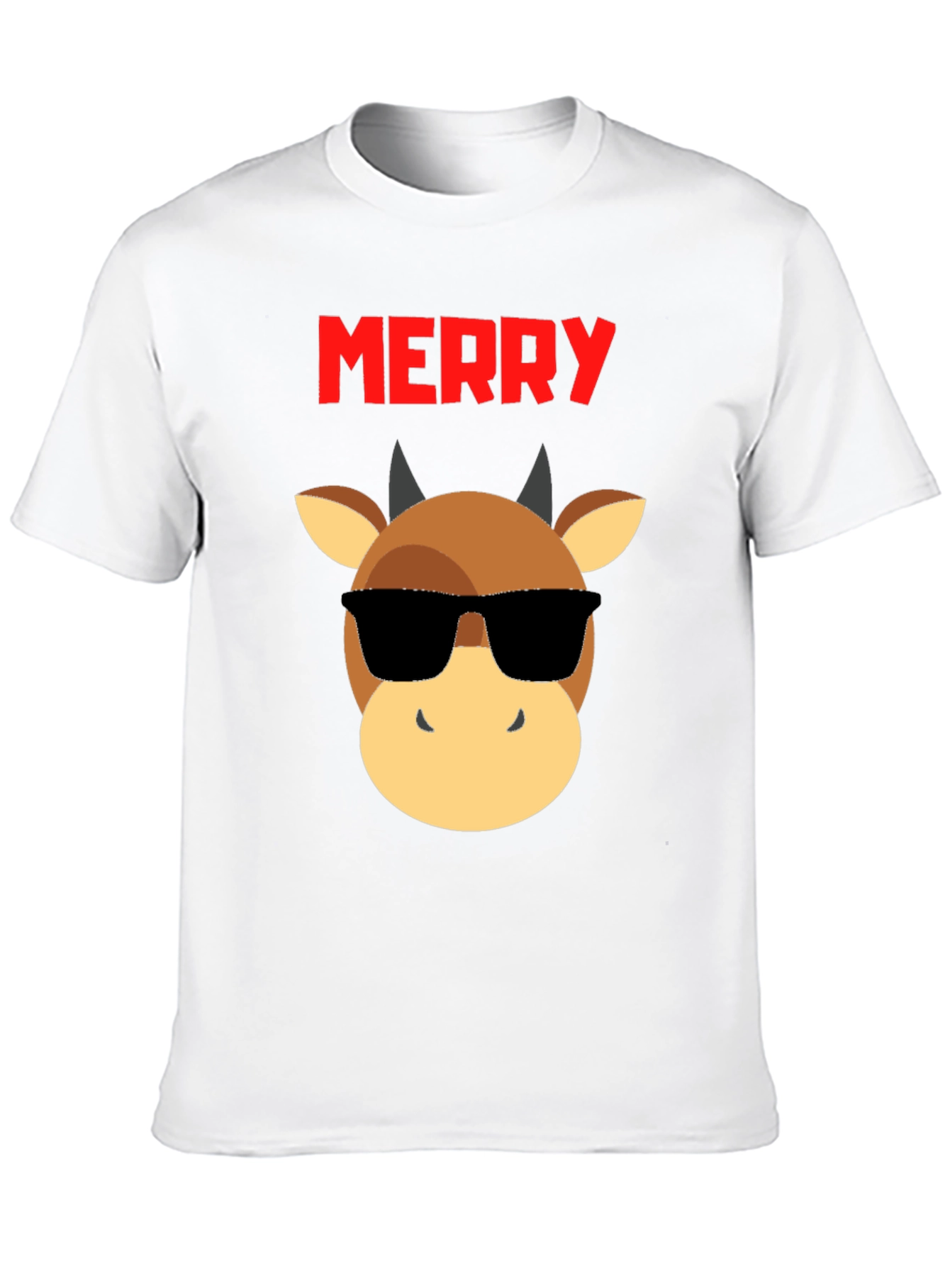 Merry Christmas Bull T-Shirt - Cool Holiday Tee
