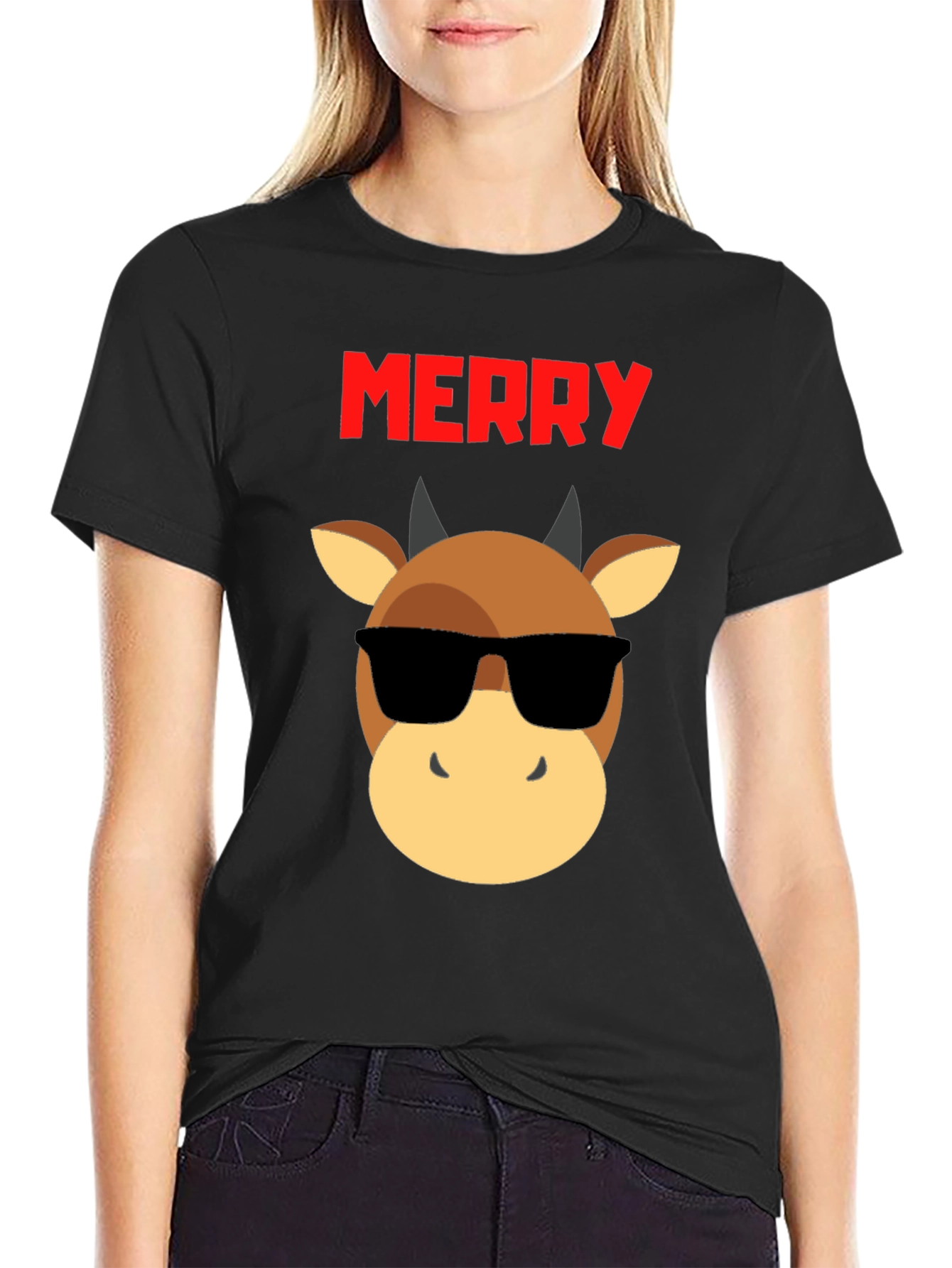 Merry Christmas Bull T-Shirt - Cool Holiday Tee