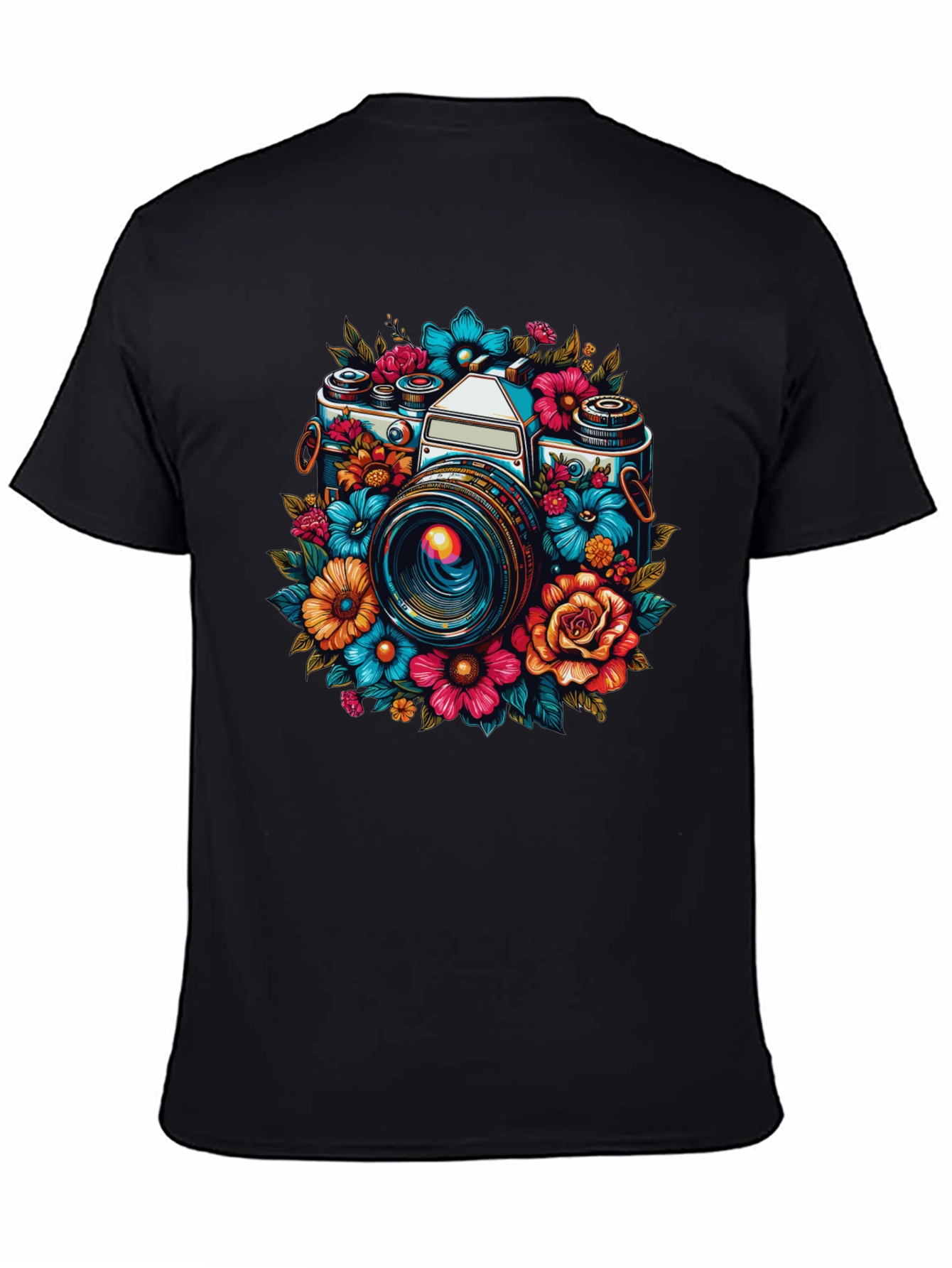 Floral Camera Graphic T-Shirt