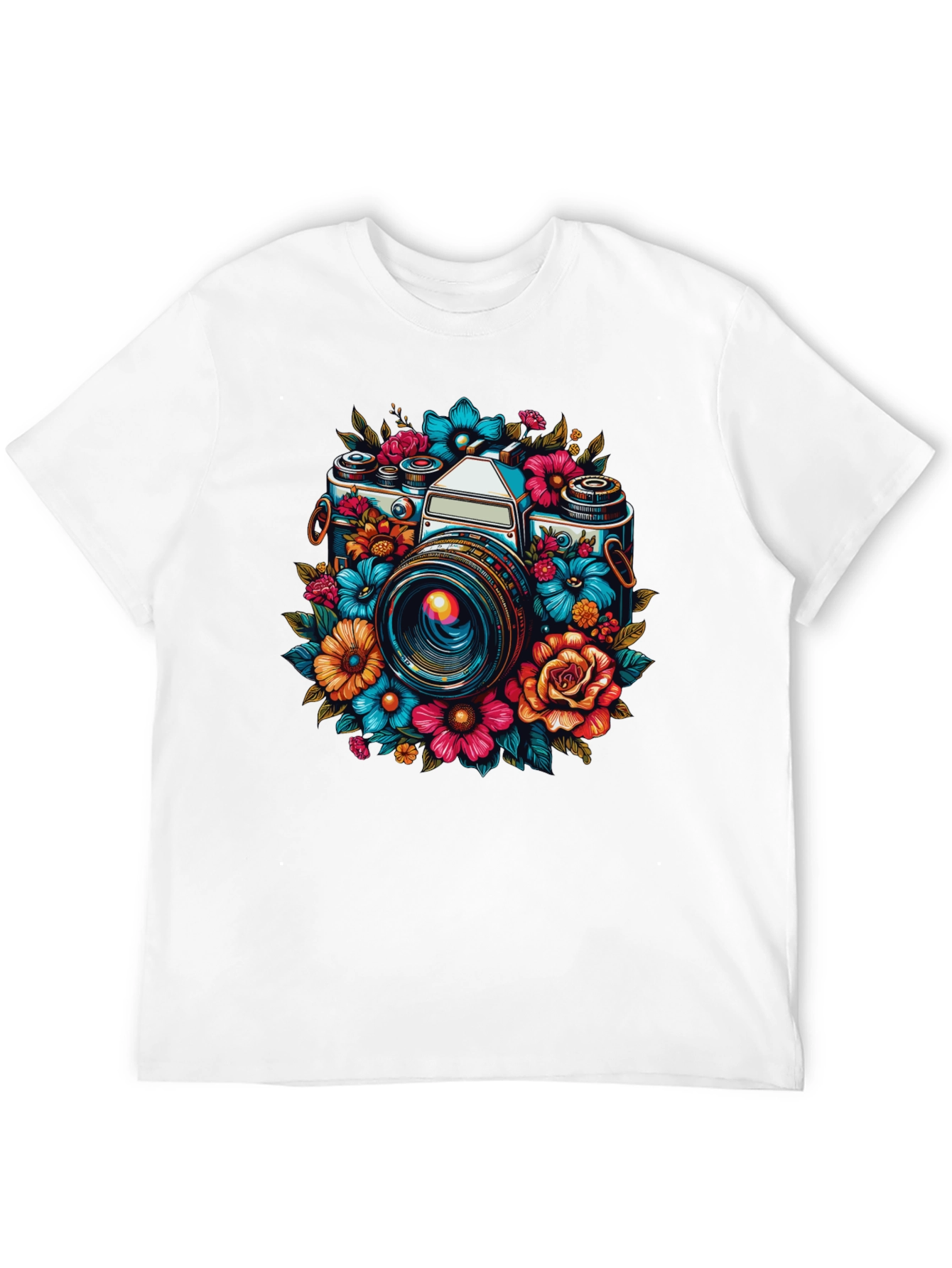 Floral Camera Graphic T-Shirt