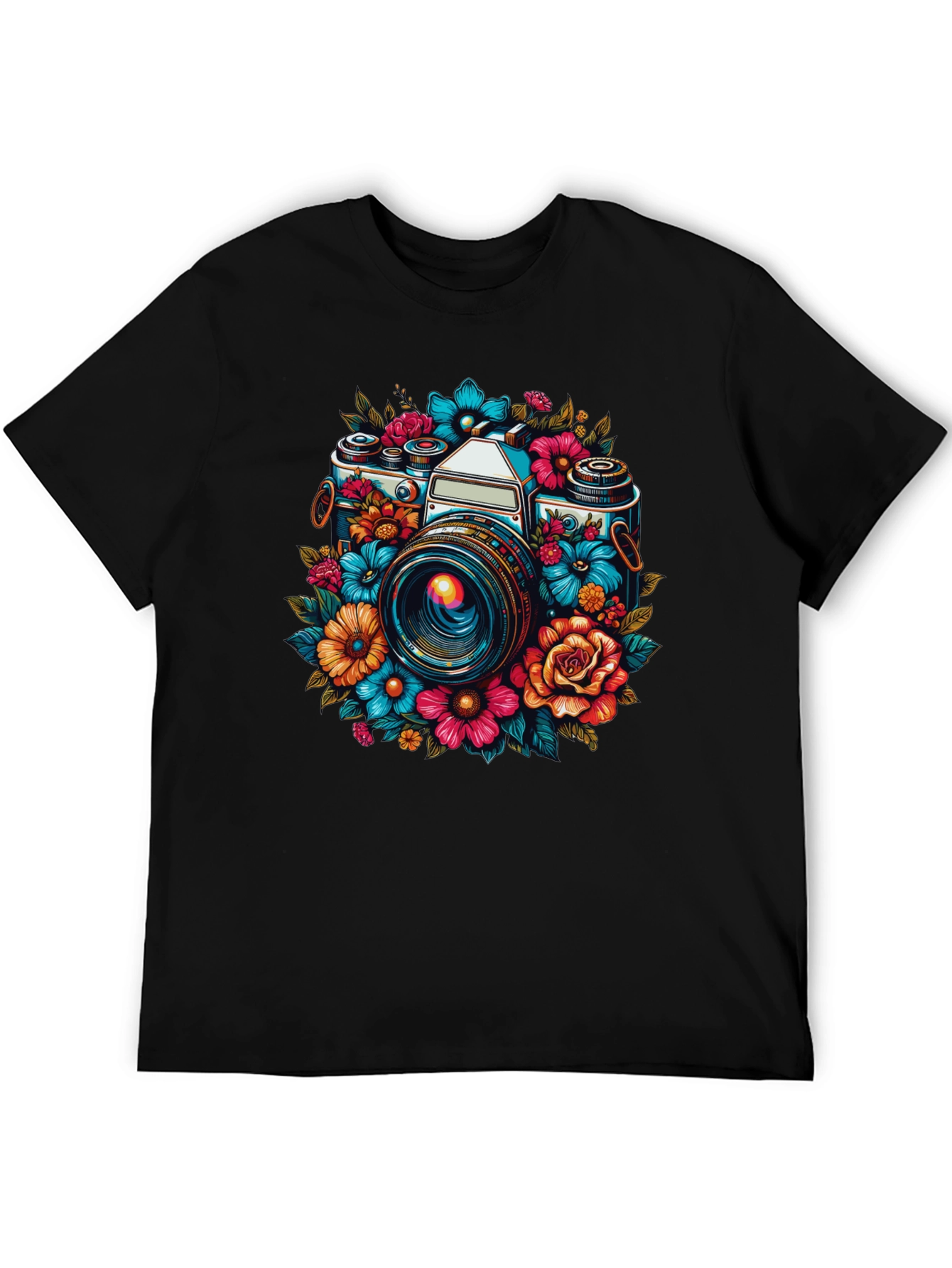 Floral Camera Graphic T-Shirt