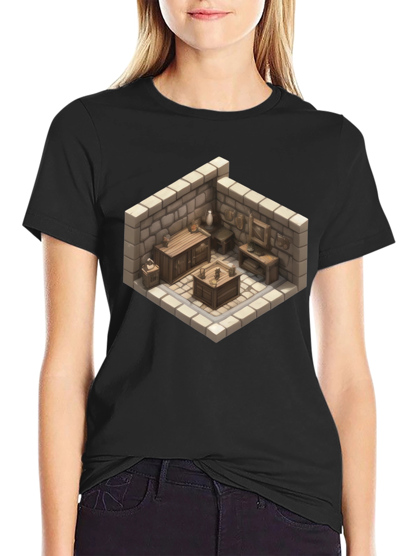 Isometric Dungeon Room Graphic Tee - Gamer Style