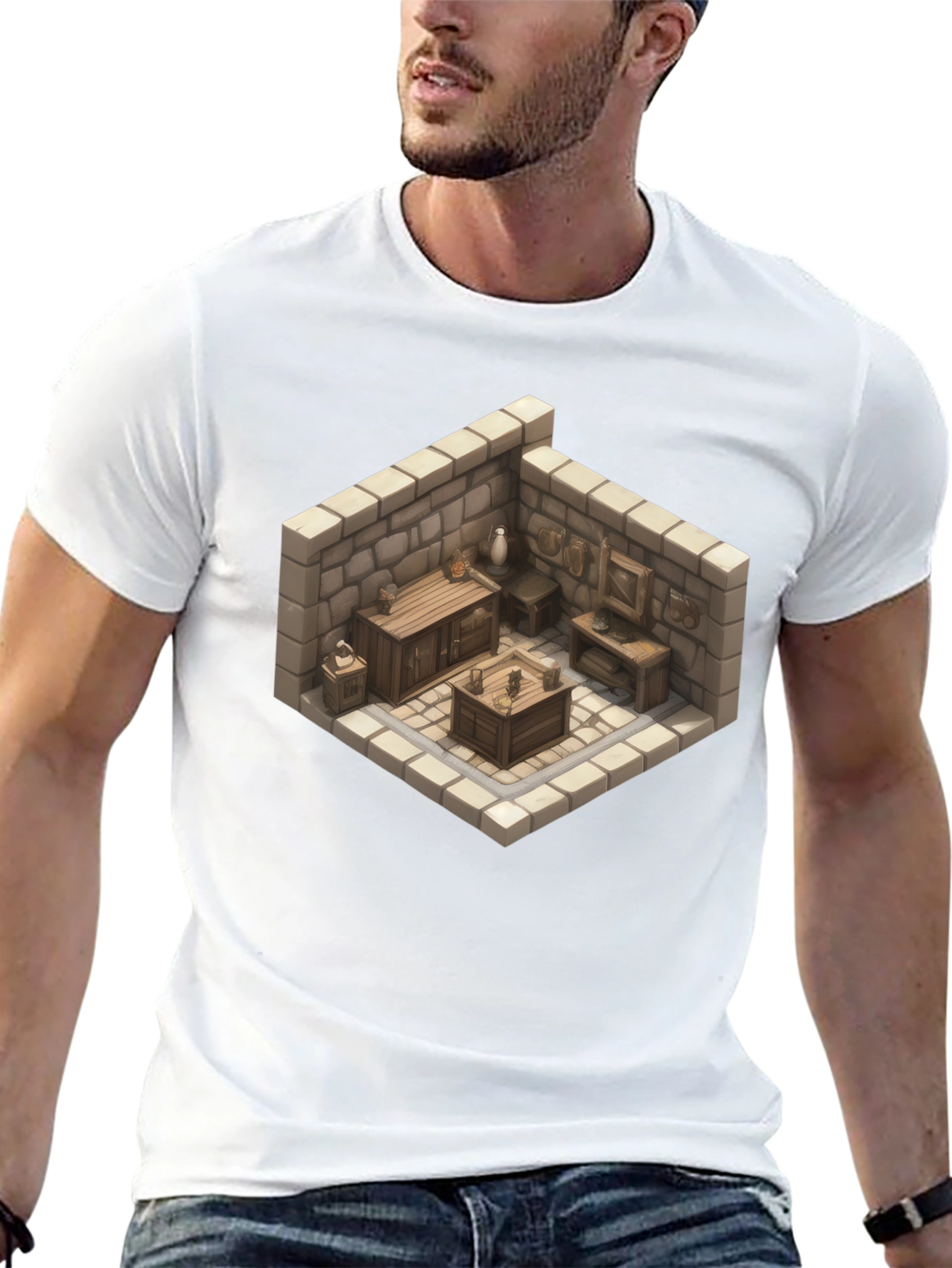 Isometric Dungeon Room Graphic Tee - Gamer Style