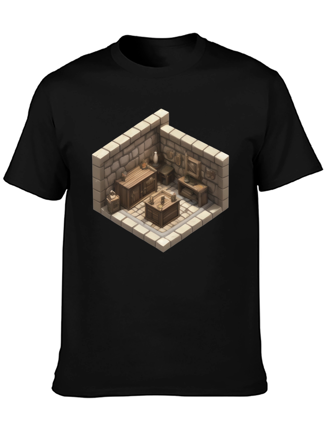 Isometric Dungeon Room Graphic Tee - Gamer Style