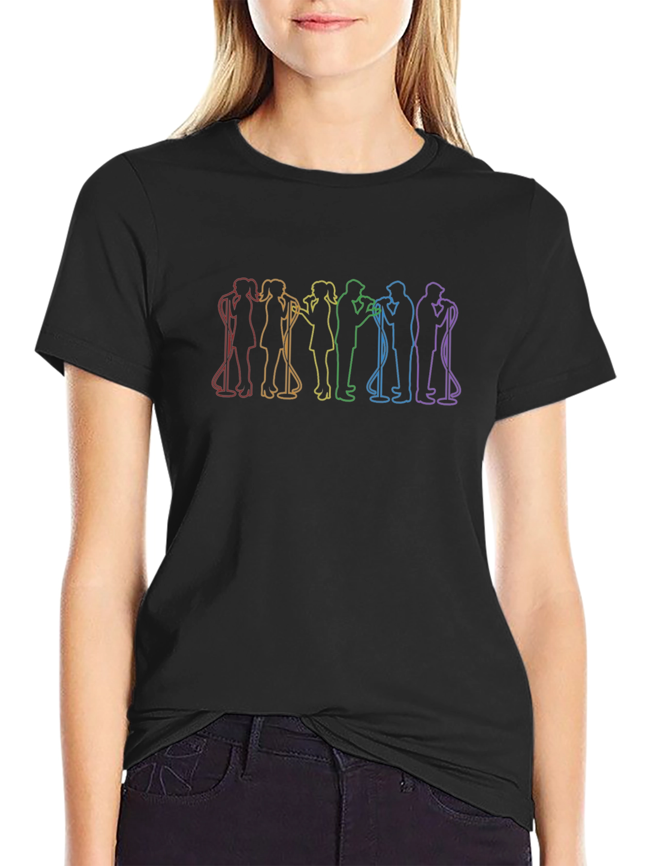 Rainbow Singer Silhouette Black T-Shirt