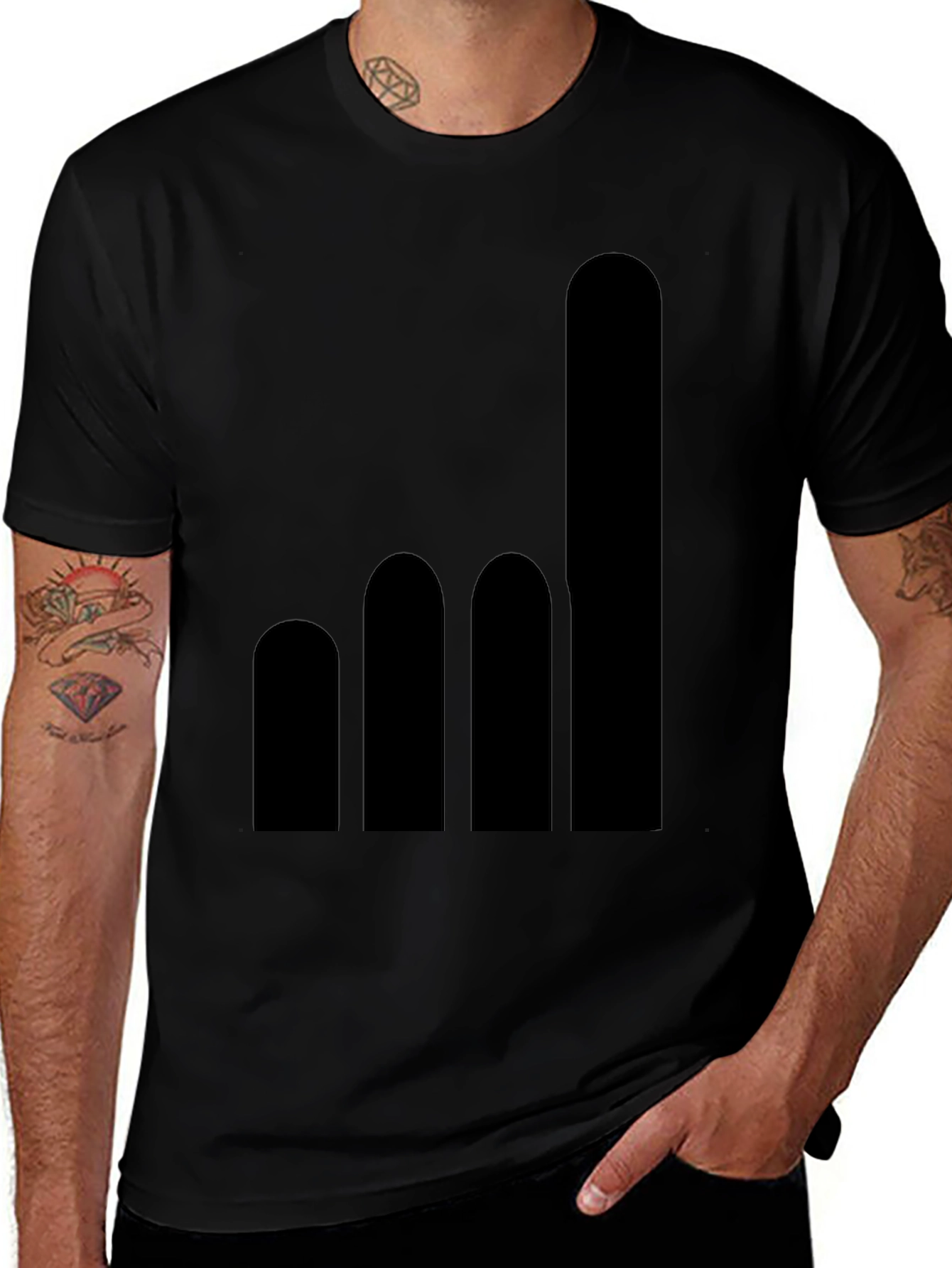 Minimalist Bar Graph Black T-Shirt