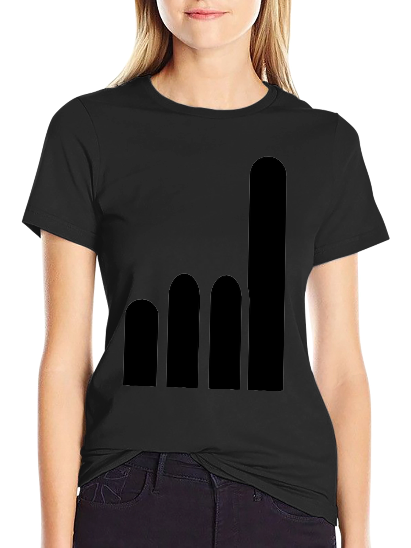 Minimalist Bar Graph Black T-Shirt